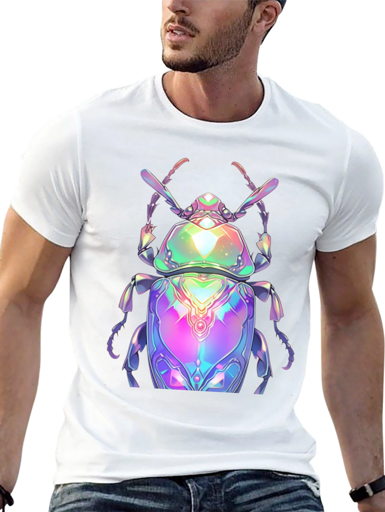 Black Iridescent Beetle Graphic Tee - Men's Black T-Shirt view 13
