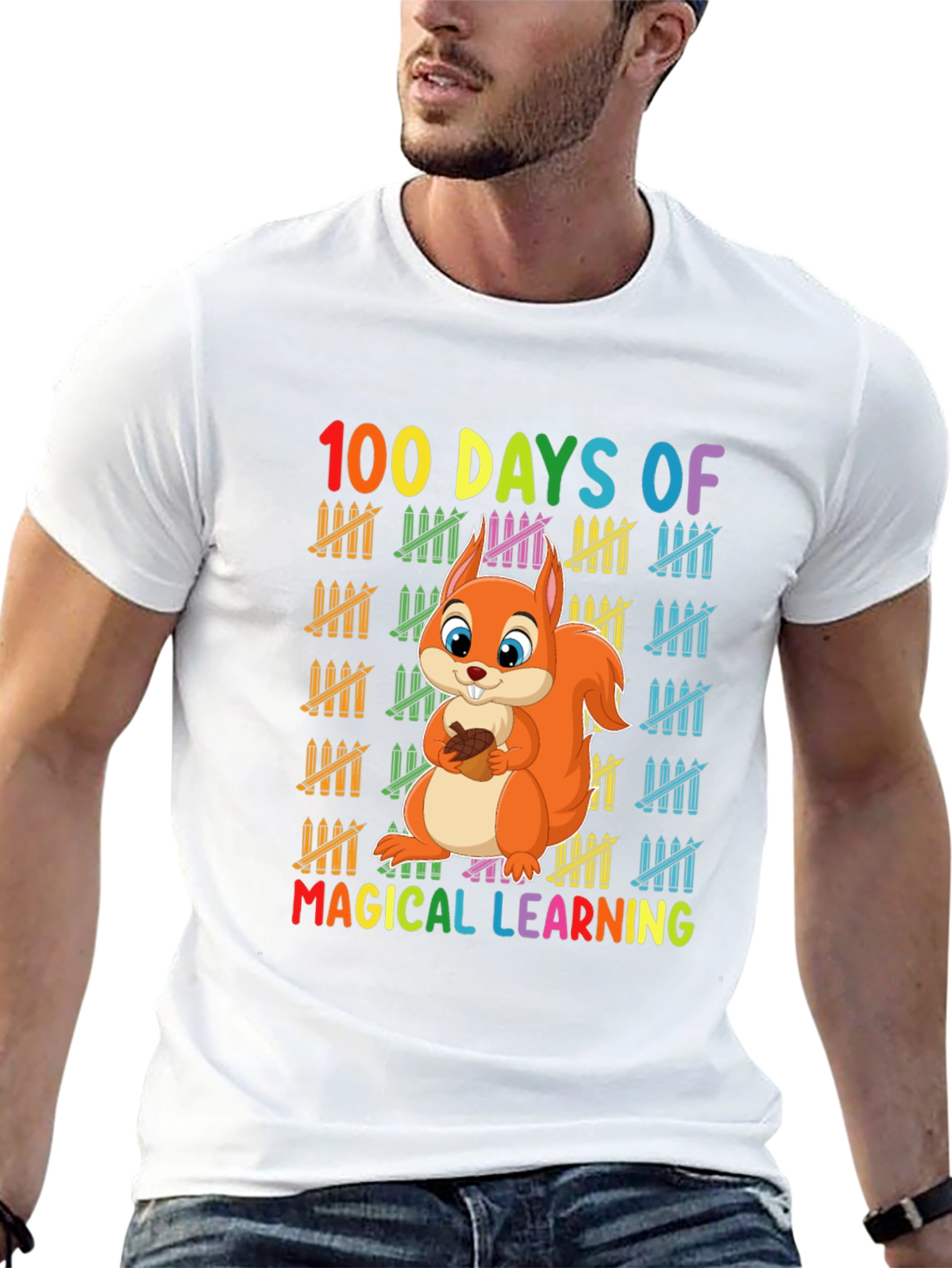 Black 100 Days of Magical Learning T-Shirt view 13