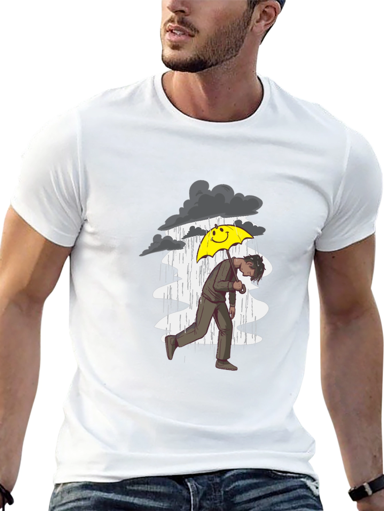 Black Rainy Day Graphic Tee - Men's Black T-Shirt view 13