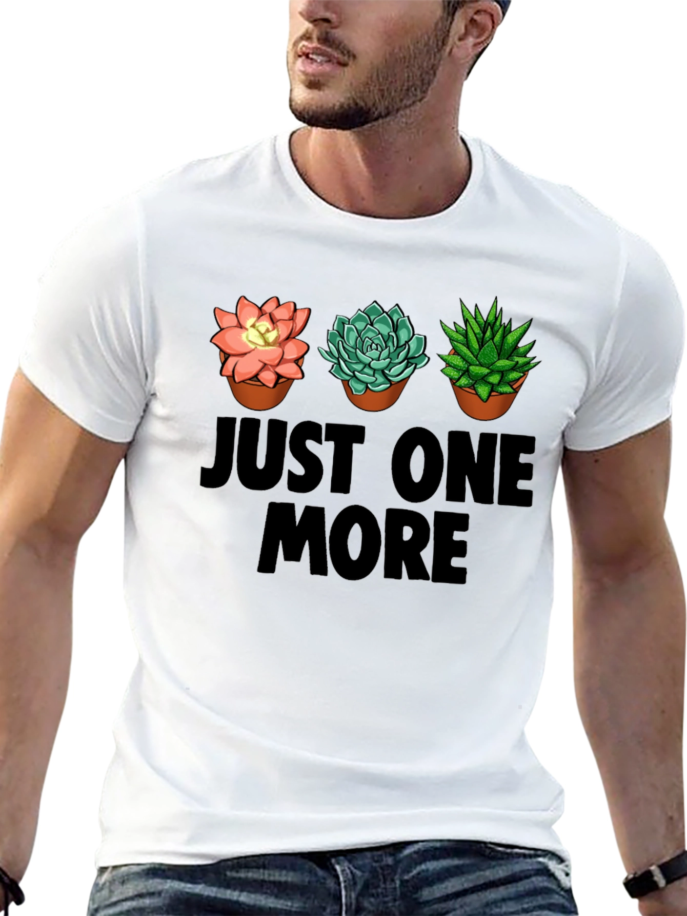 Black Just One More Succulent T-Shirt view 13