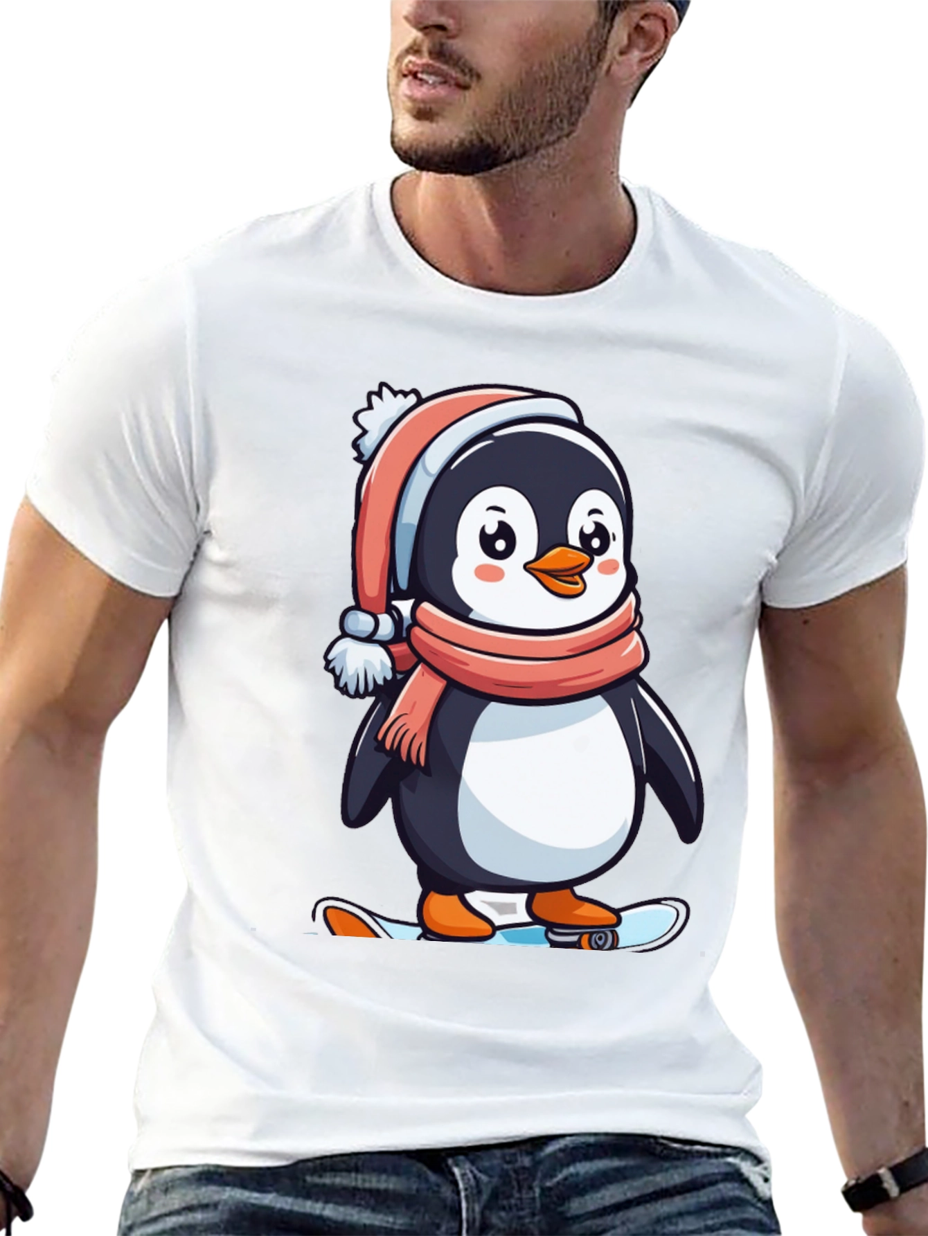 Black Penguin Skateboarder Black T-Shirt view 13