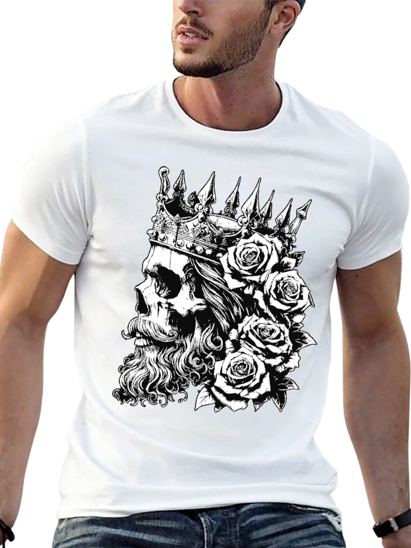 Black Skull King Rose T-Shirt - Black view 13