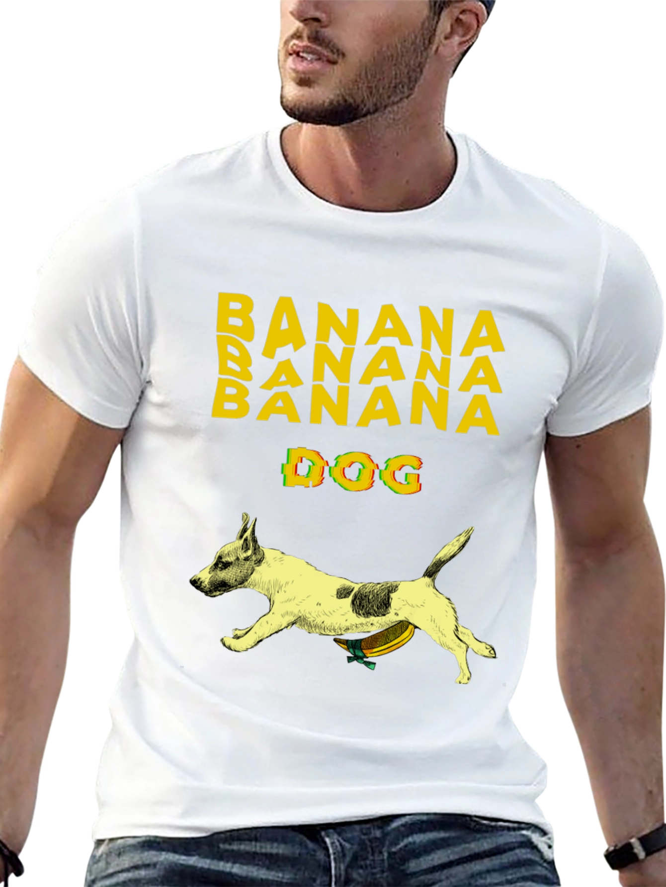 Black Banana Dog Graphic Tee - Humorous Novelty T-Shirt view 13