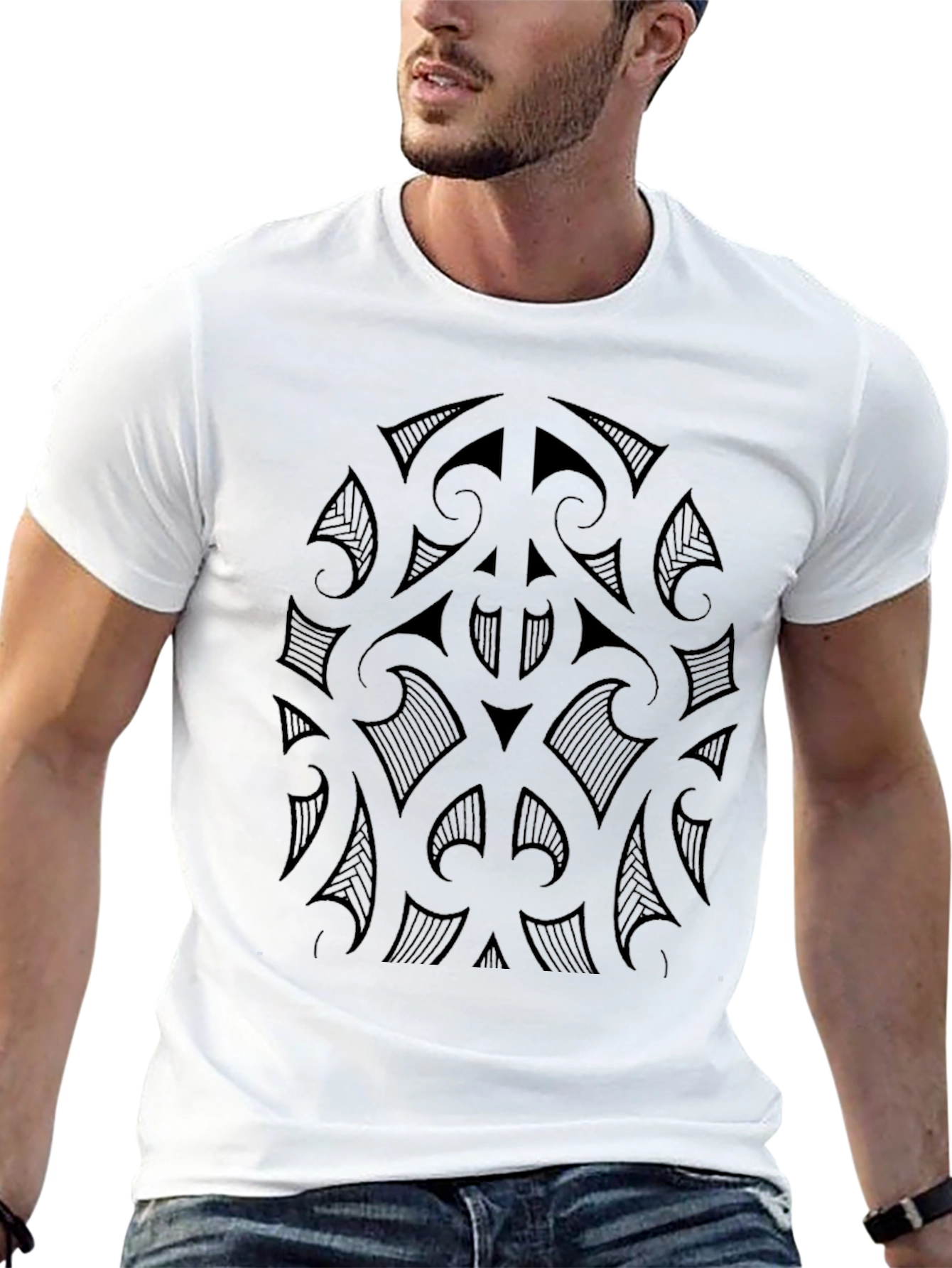 Black Tribal Tattoo Design Black T-Shirt view 13