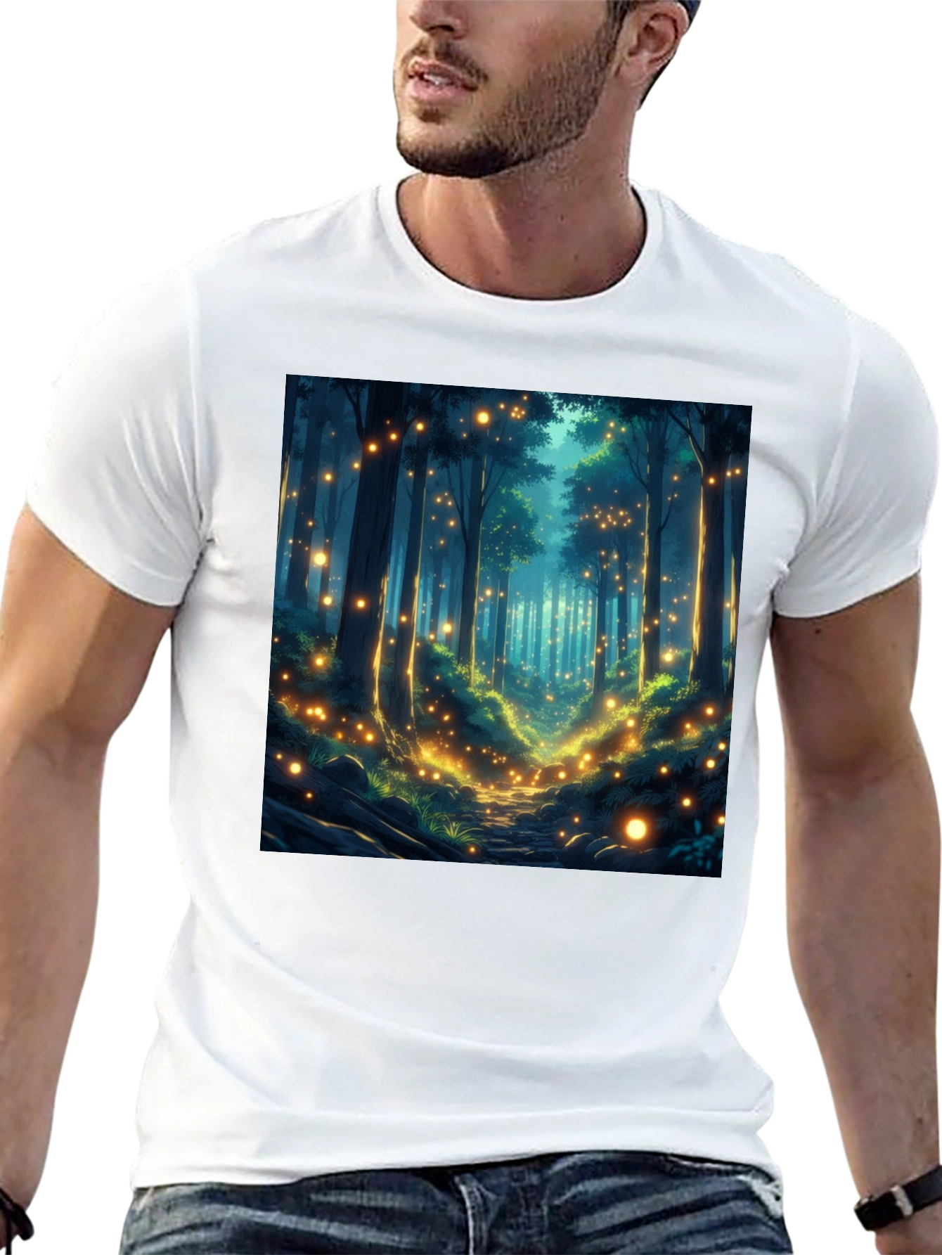 Black Enchanted Forest T-Shirt - Mystical Woodland Design view 13