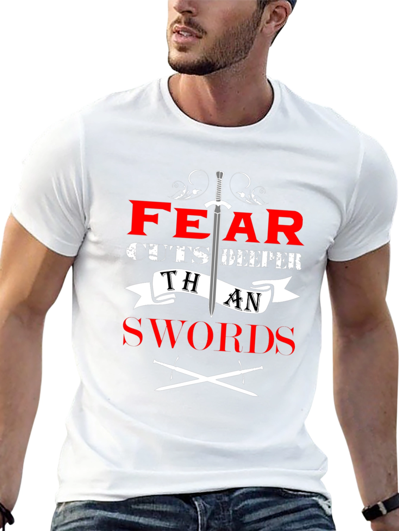 Black Fear Cuts Deeper Than Swords Graphic Tee view 13
