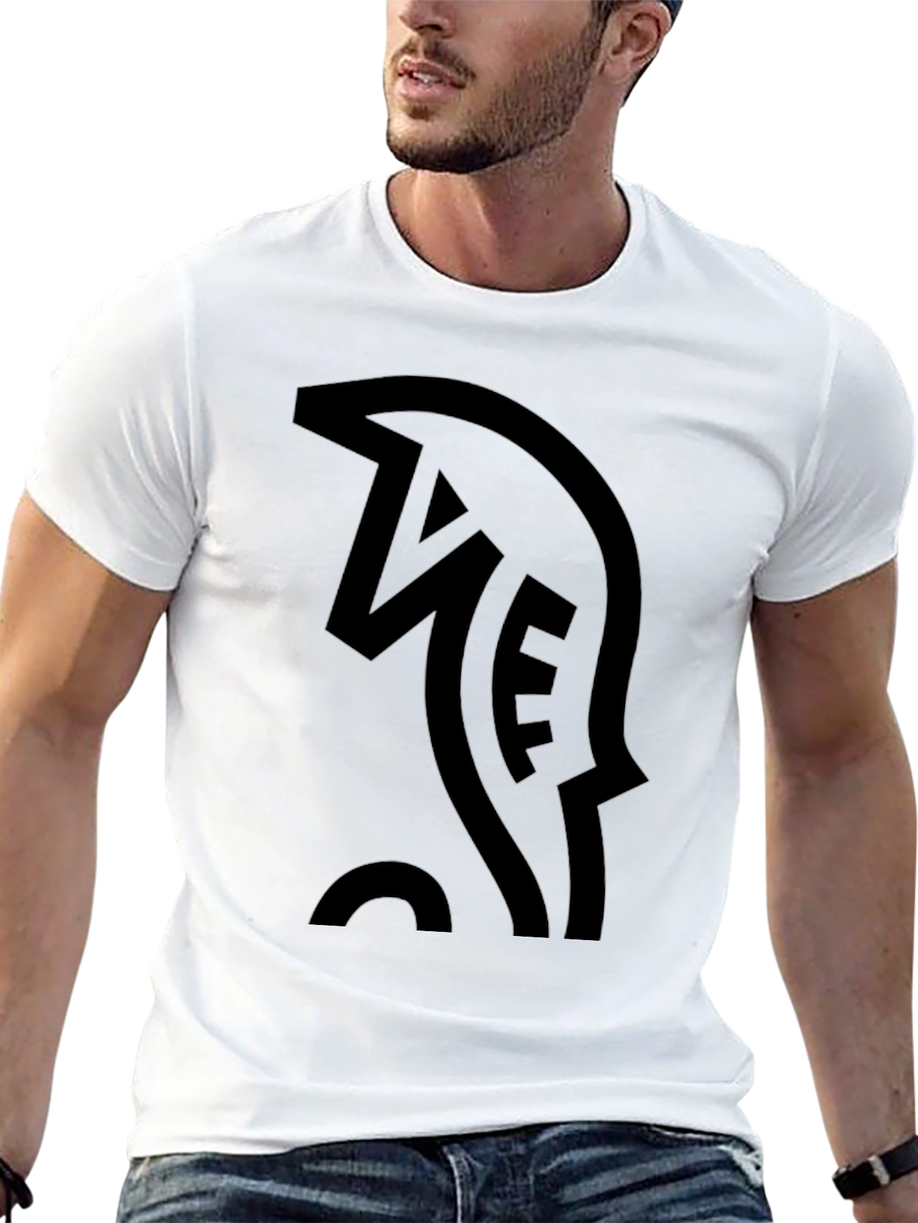 Black Men's Black T-Shirt with Abstract Graphic Print view 13