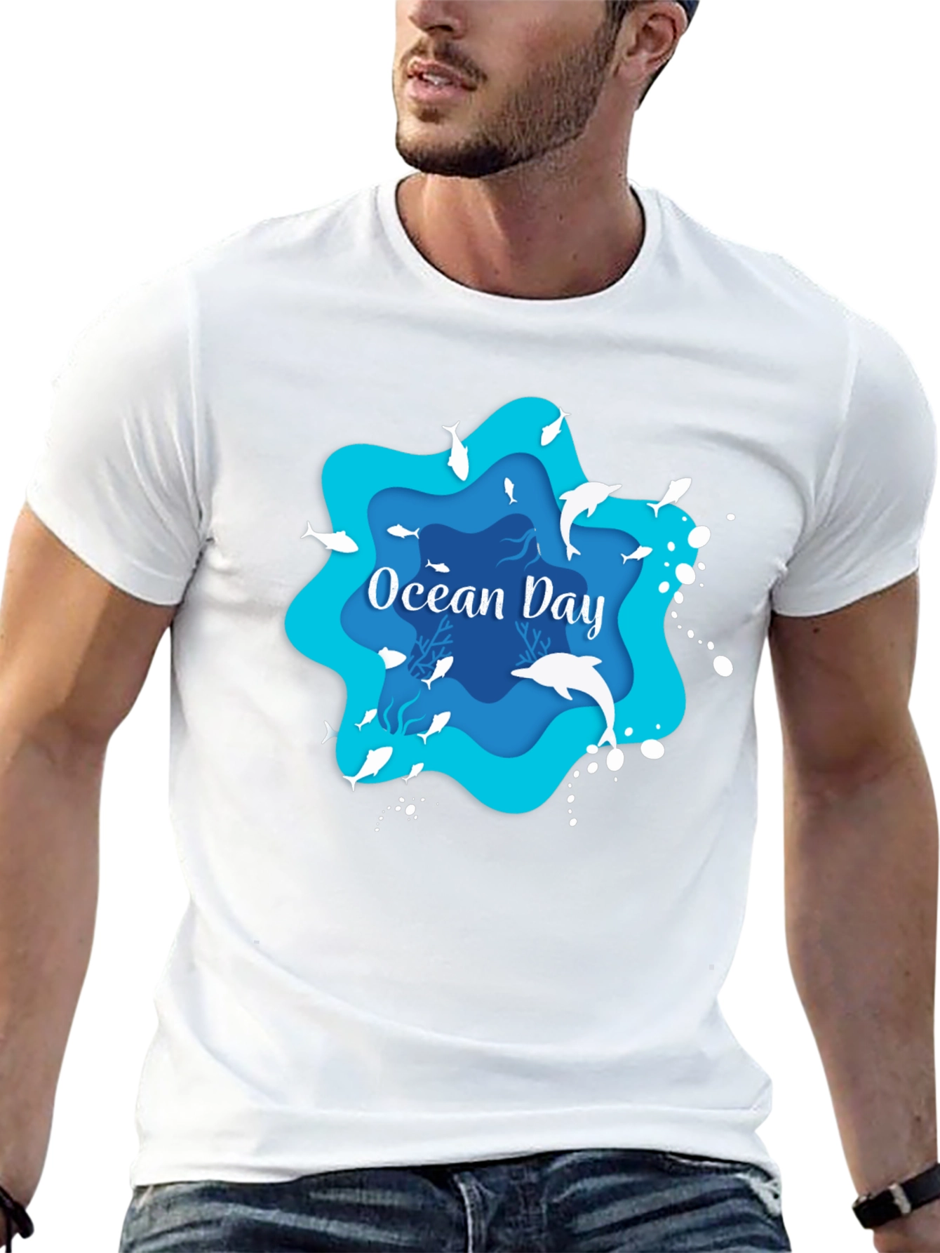 Black Ocean Day Graphic T-Shirt - Black, Casual view 13