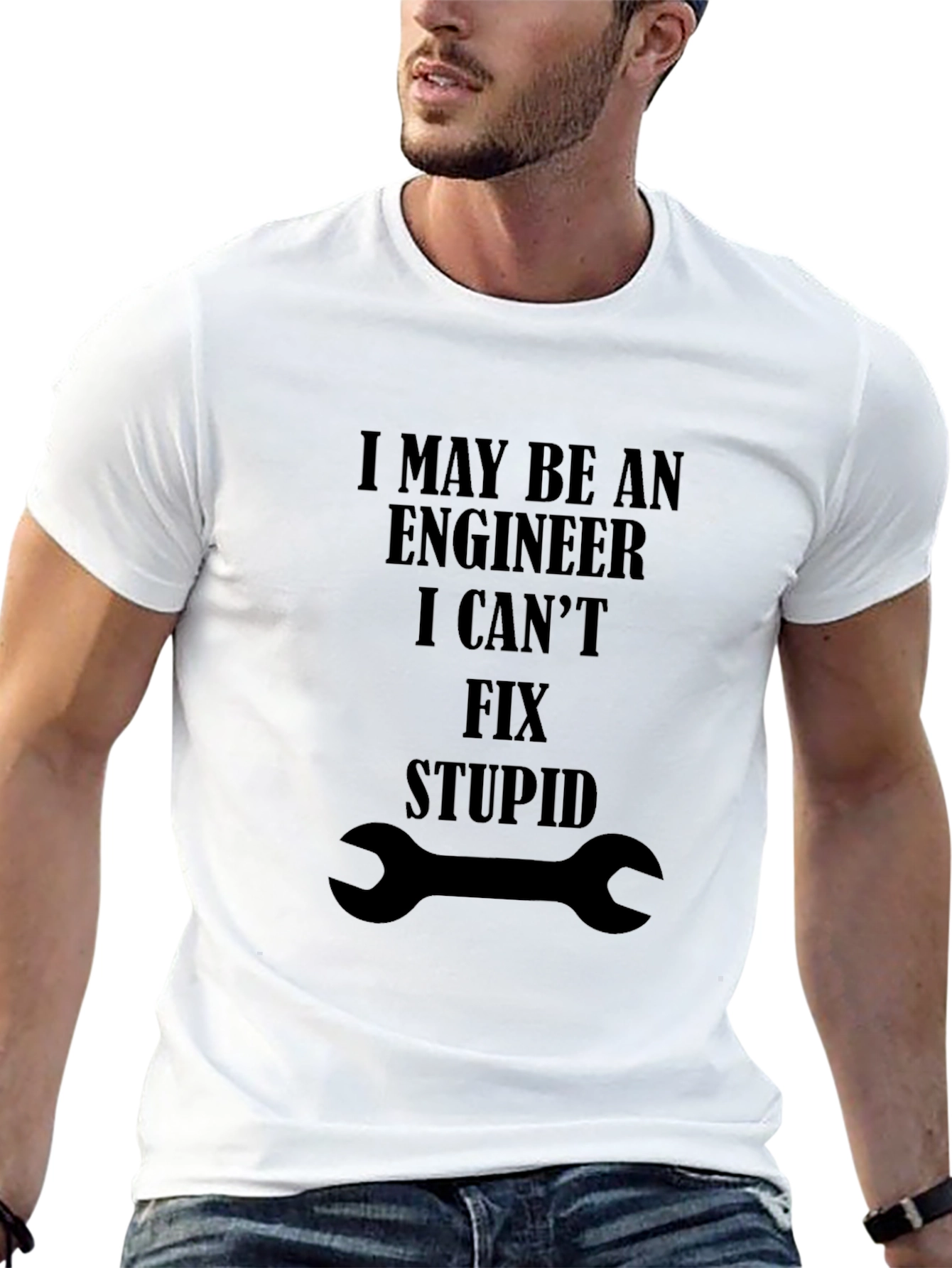 Black Engineer Fix Stupid T-Shirt - Funny Graphic Tee view 13