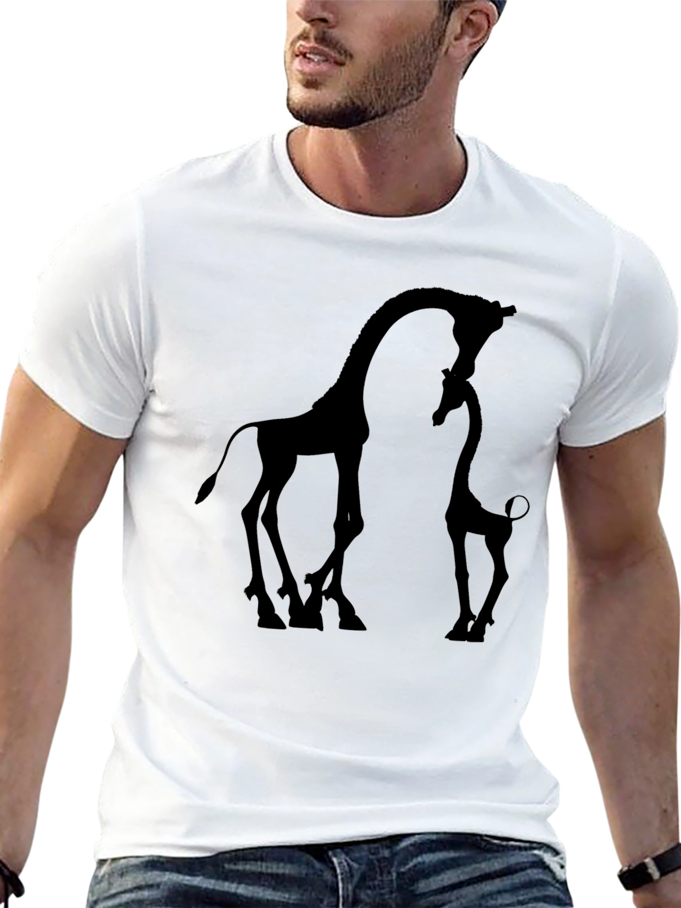 Black Giraffe Silhouette Graphic Tee - Black view 13