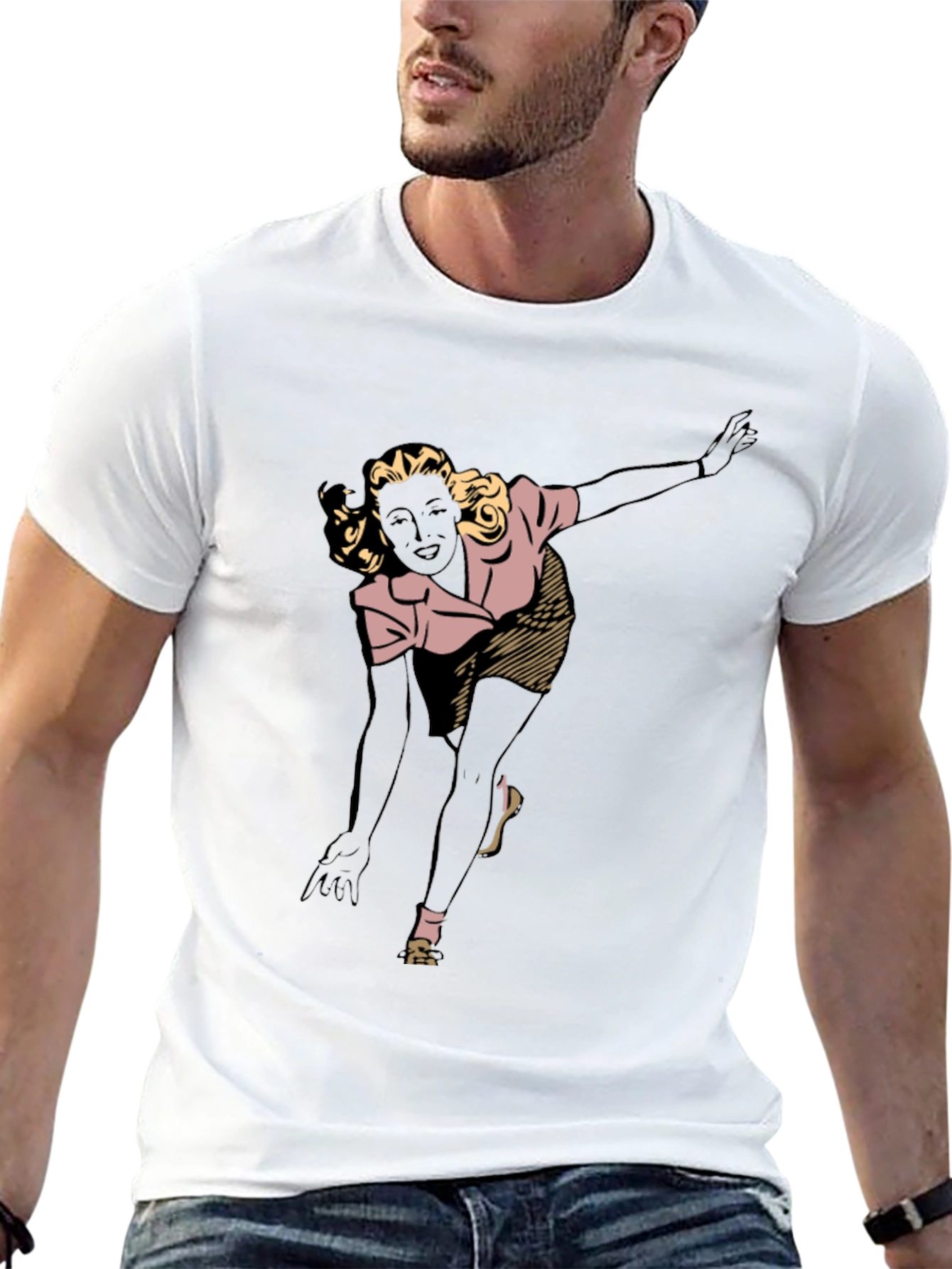 Black Retro Bowling Girl Graphic Tee view 13