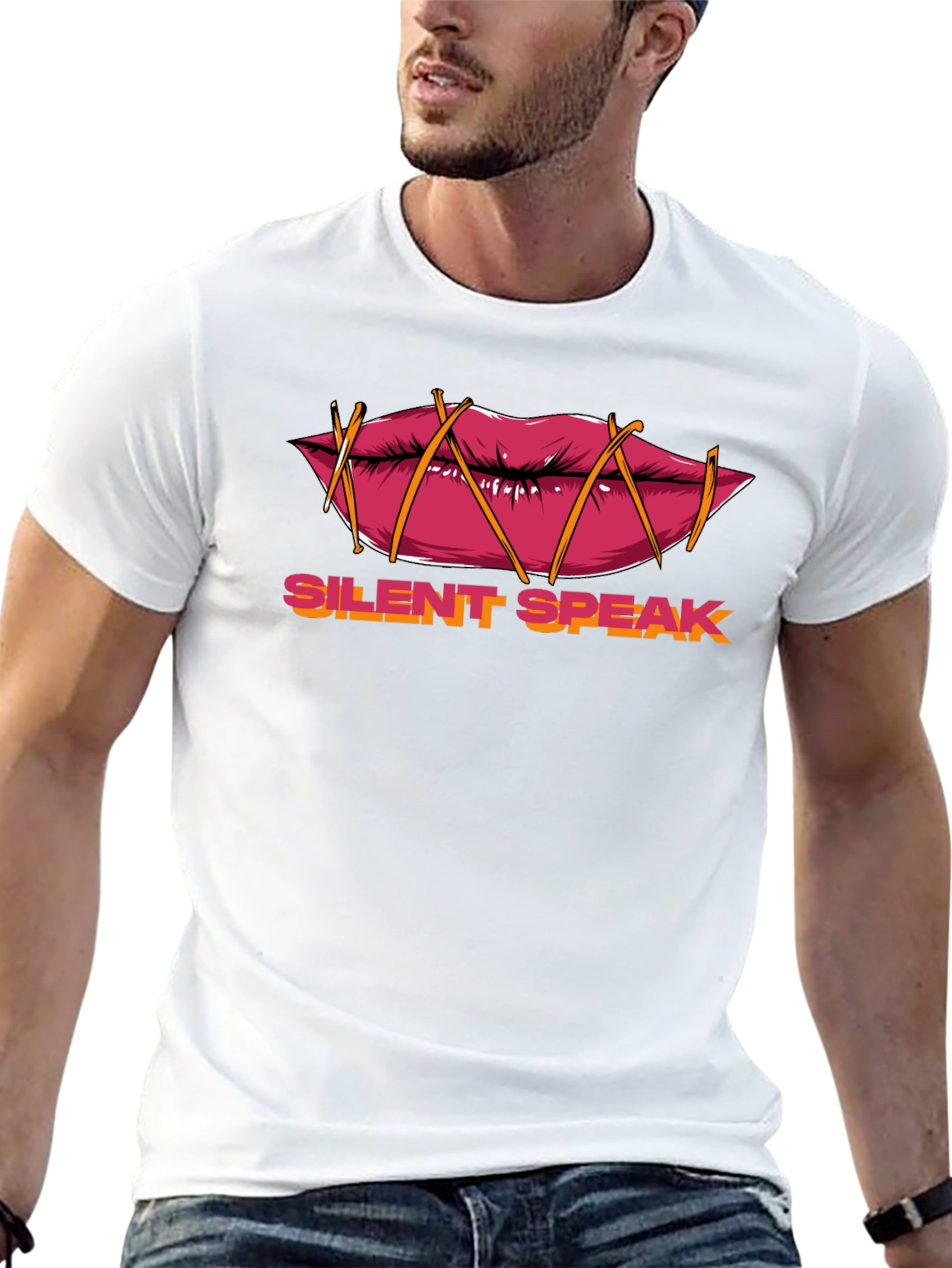 Black Silent Speak Graphic T-Shirt - Black Crew Neck Tee view 13