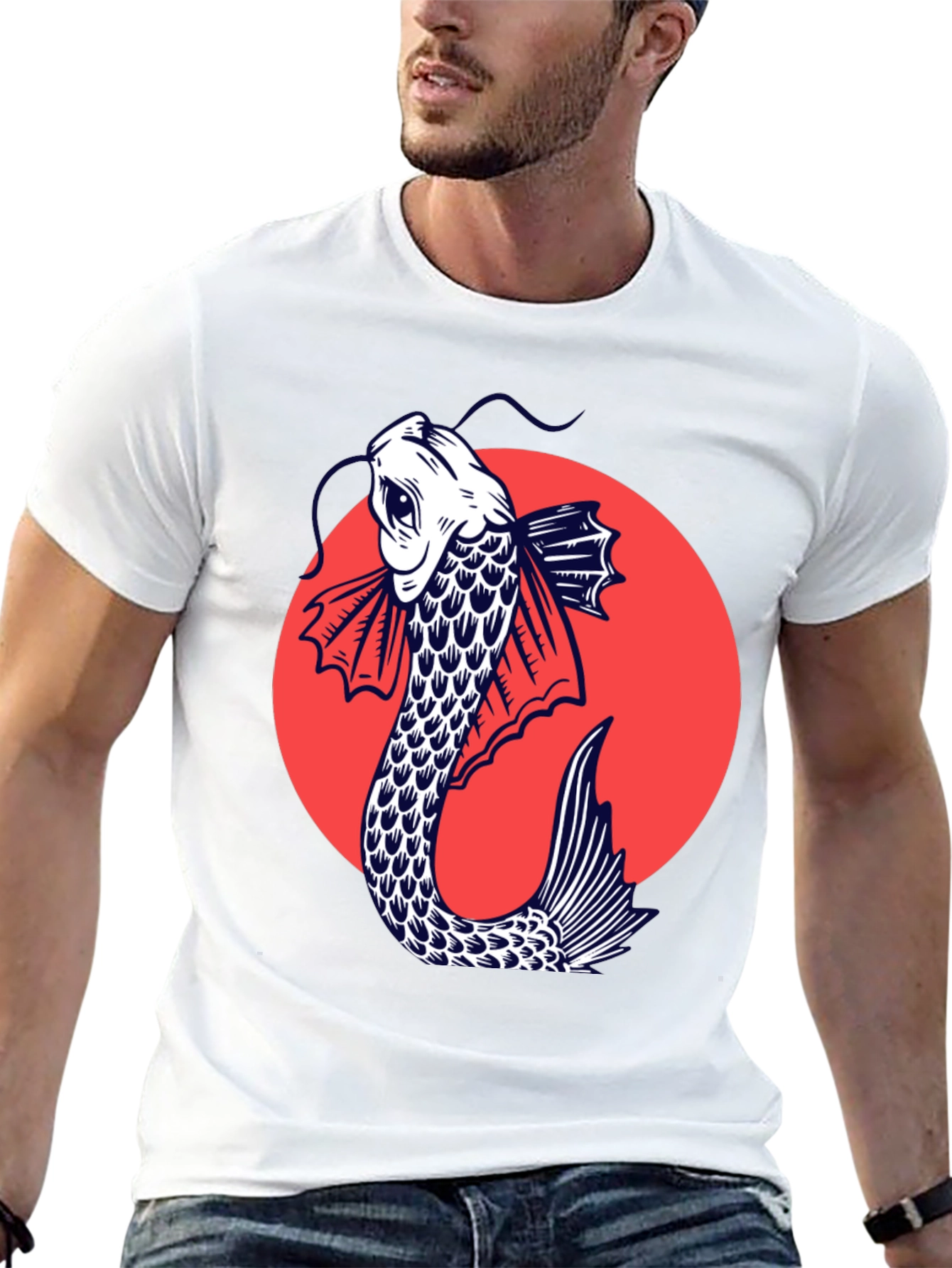 Black Koi Fish Graphic Tee - Stylish Japanese Art Shirt view 13