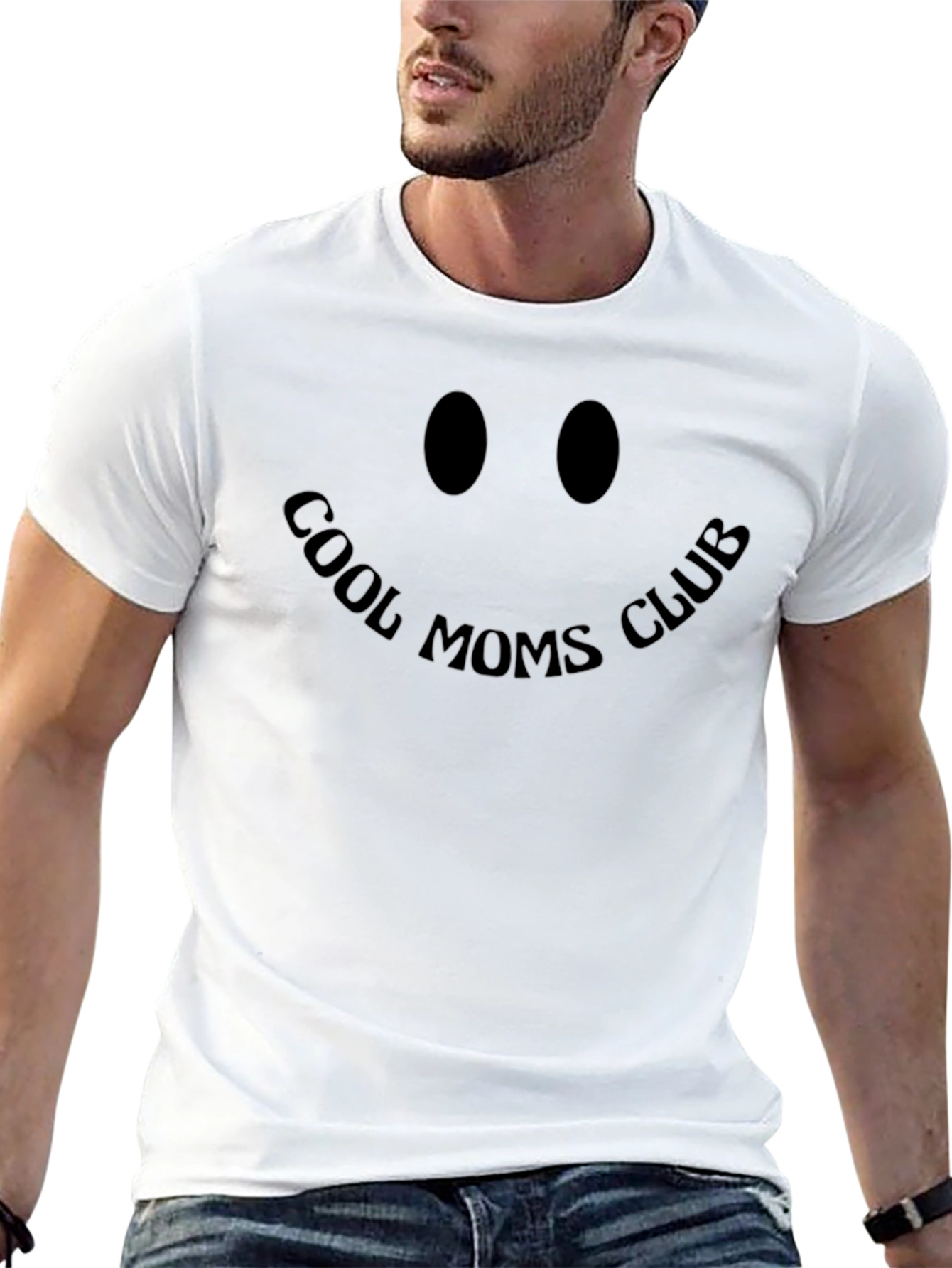 Black Cool Moms Club T-Shirt - Smiley Face Design view 13