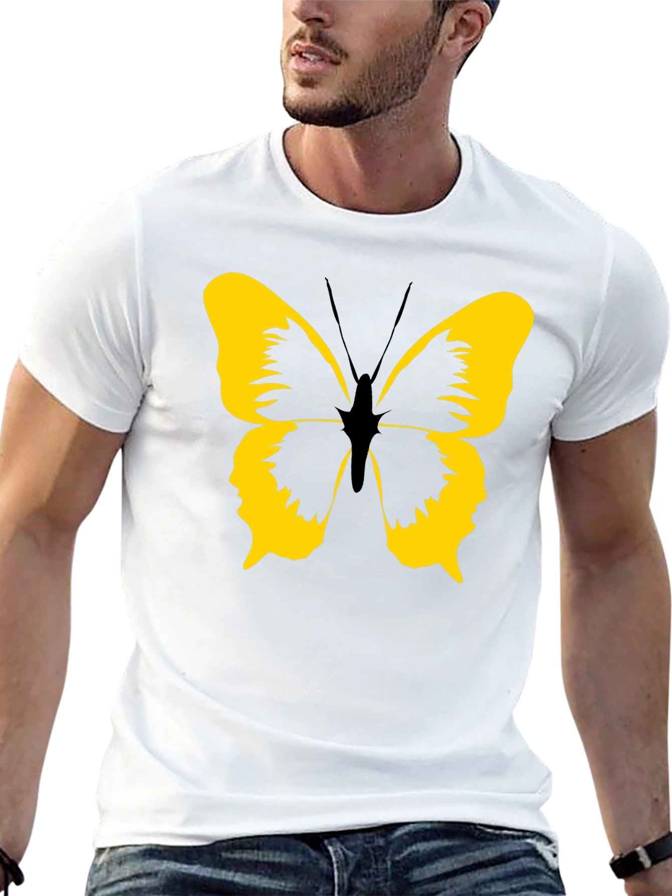 Black Black Tee with Yellow Butterfly Graphic view 13