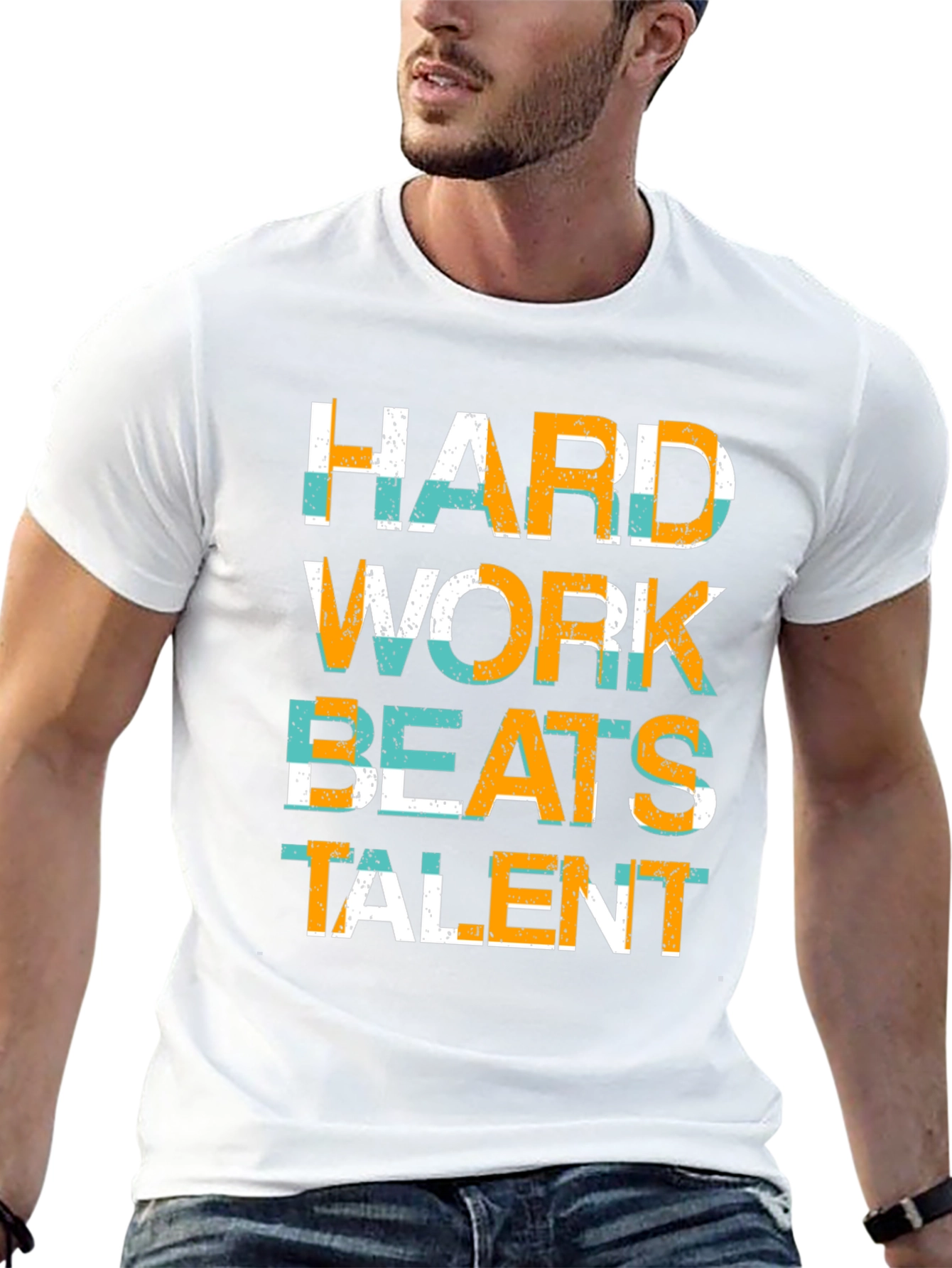 Black Hard Work Beats Talent Graphic Tee view 13