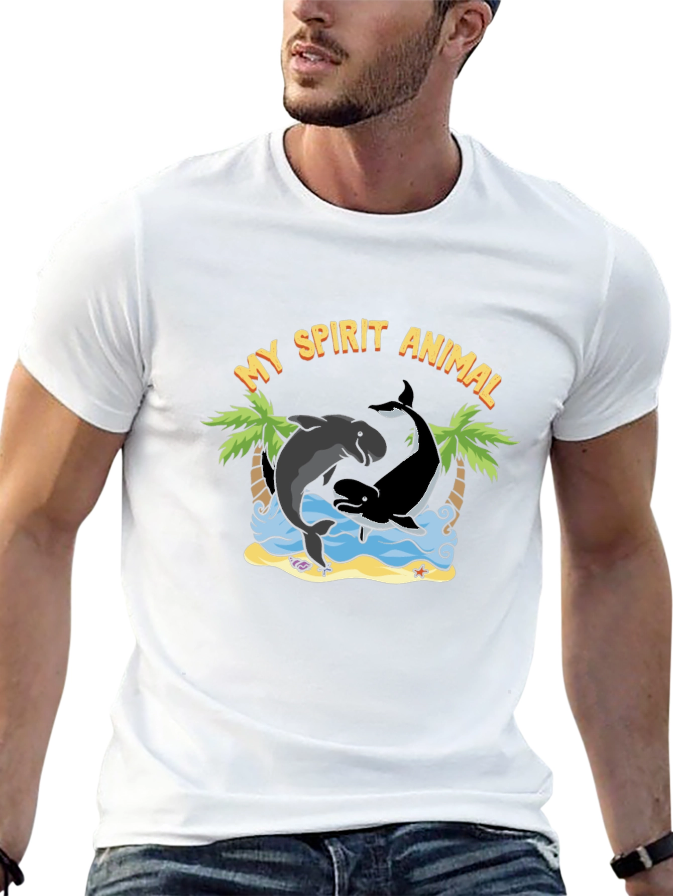 Black My Spirit Animal Dolphin Orca T-Shirt view 13