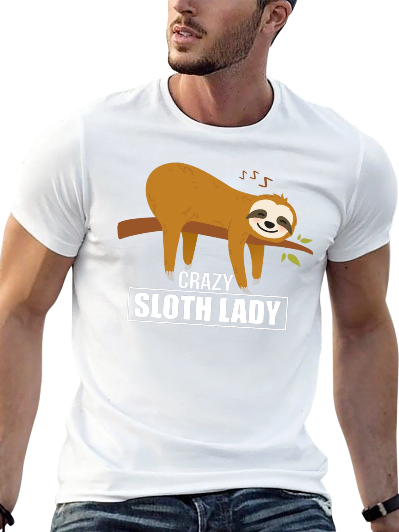 Black Crazy Sloth Lady Graphic Tee view 13