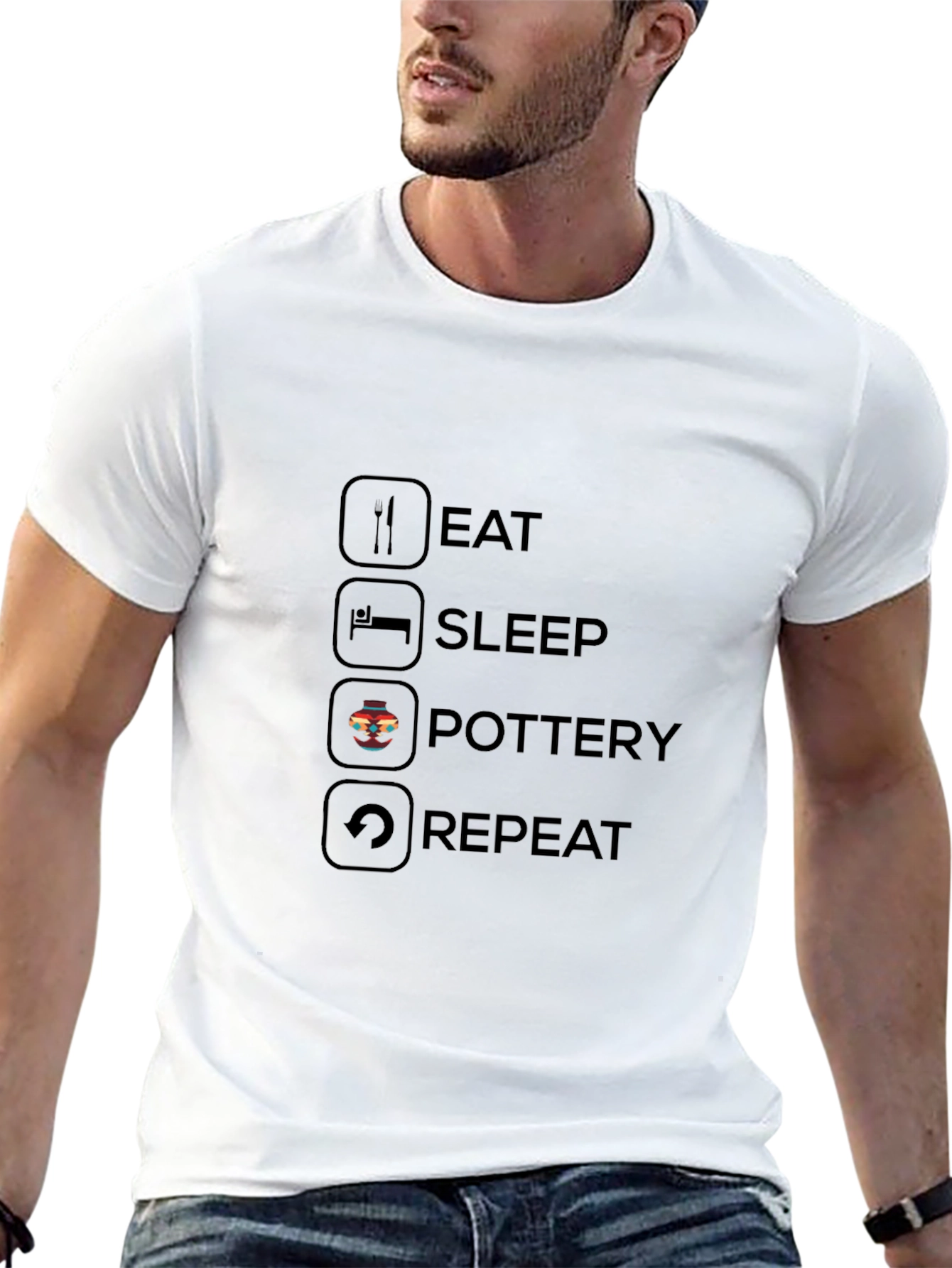Black Eat Sleep Pottery Repeat T-Shirt view 13