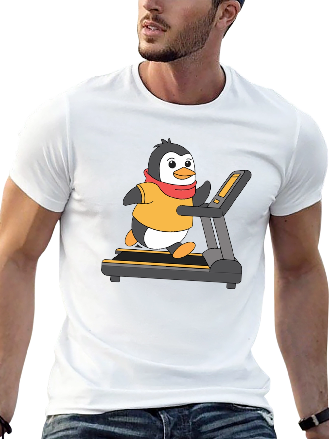 Black Penguin Treadmill Graphic Tee - Workout Humor view 13
