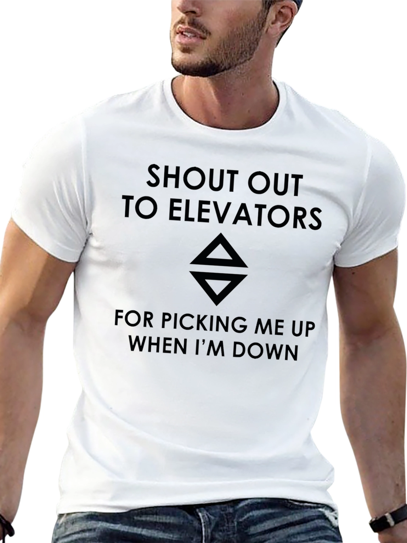 Black Elevator Humor T-Shirt - Picks You Up When You're Down view 13