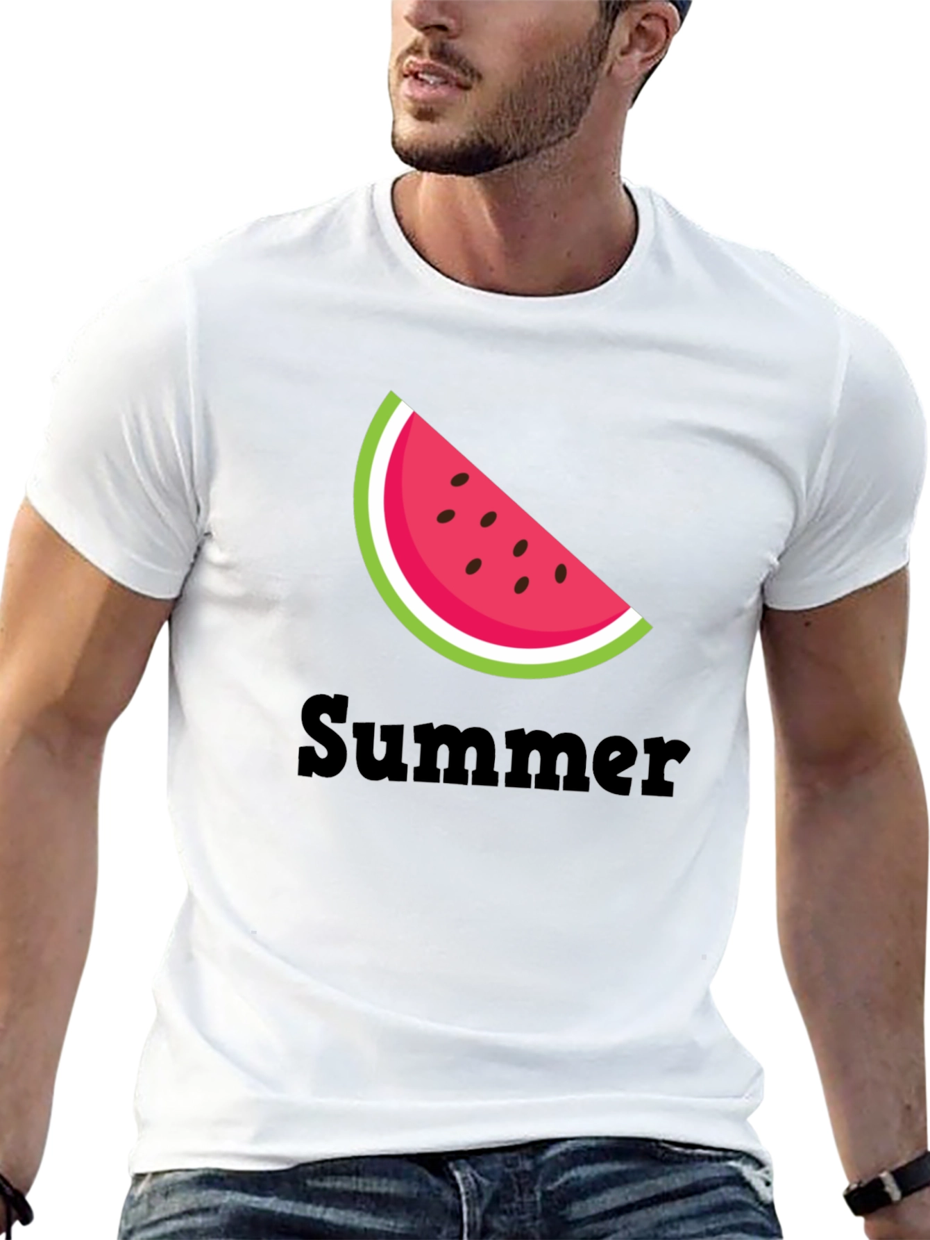 Black Summer Watermelon Slice Black T-Shirt view 13