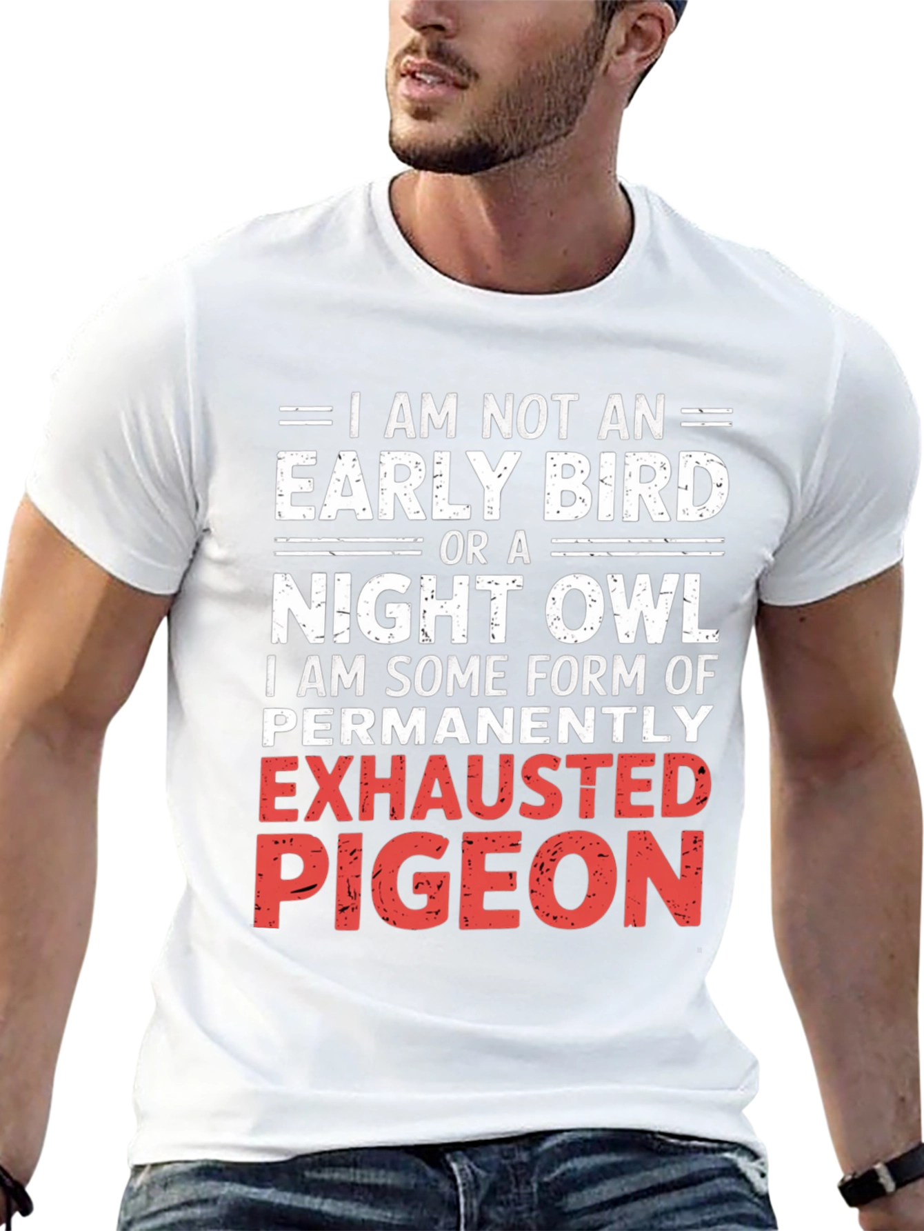 Black Exhausted Pigeon Graphic Tee - Funny Novelty Shirt view 13