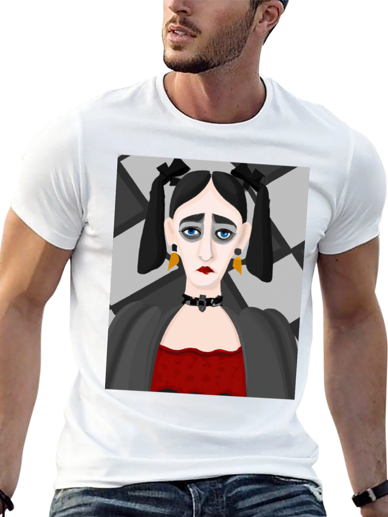 Black Goth Girl Graphic Print Black T-Shirt view 13