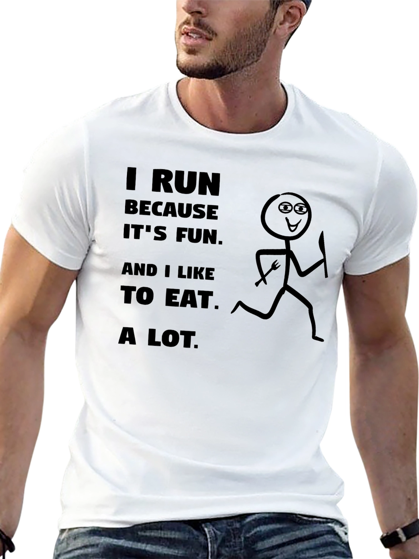 Black Funny Running T-Shirt: I Run Because I Like to Eat view 13