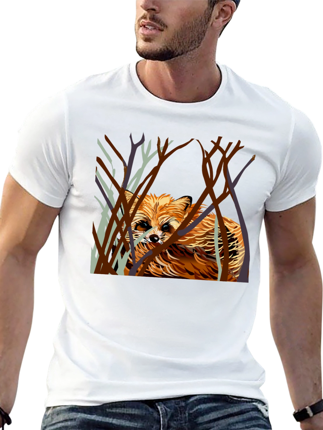 Black Raccoon in the Woods Graphic T-Shirt view 13