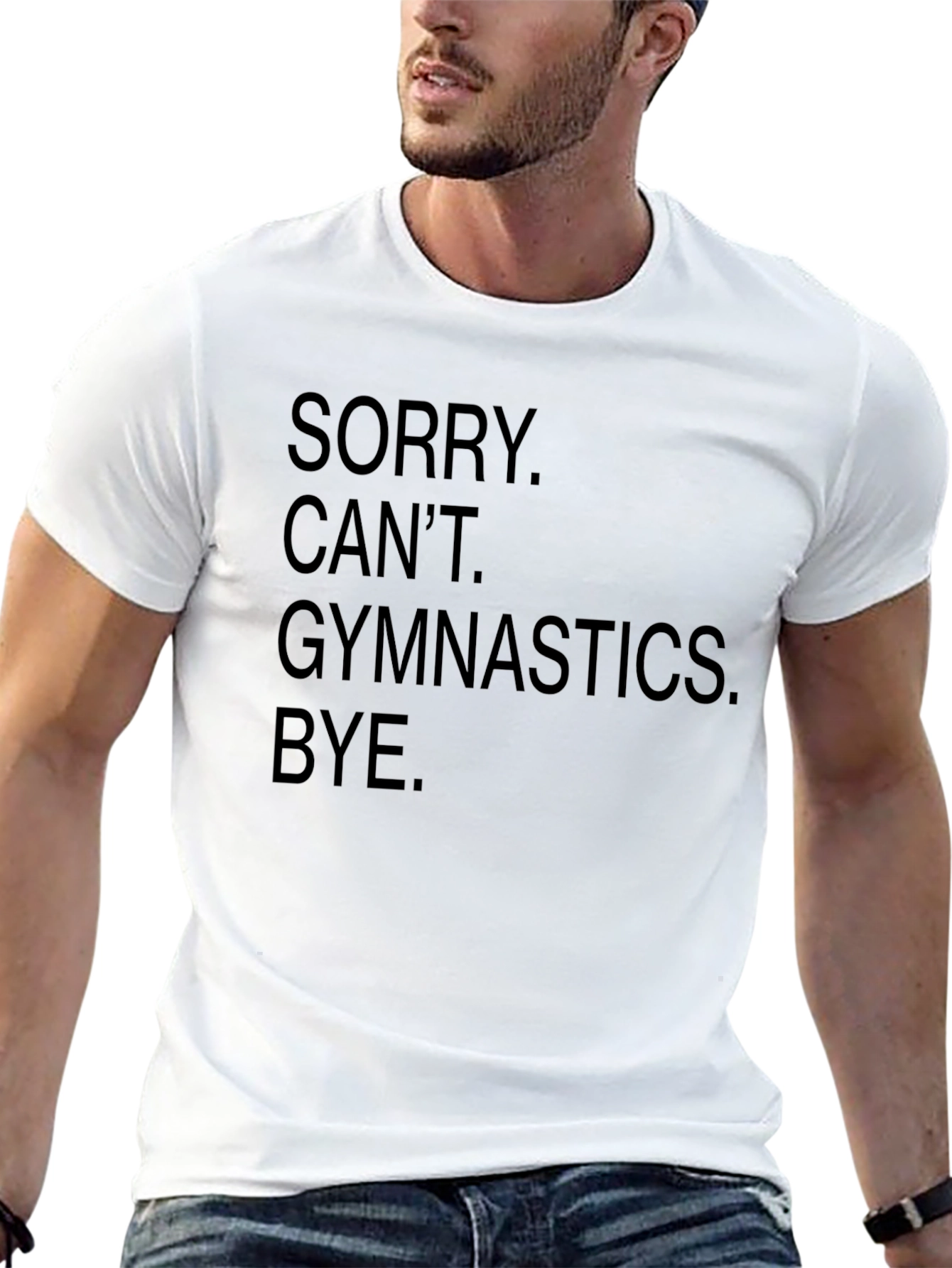 Black Sorry Can't Gymnastics Black Graphic Tee view 13