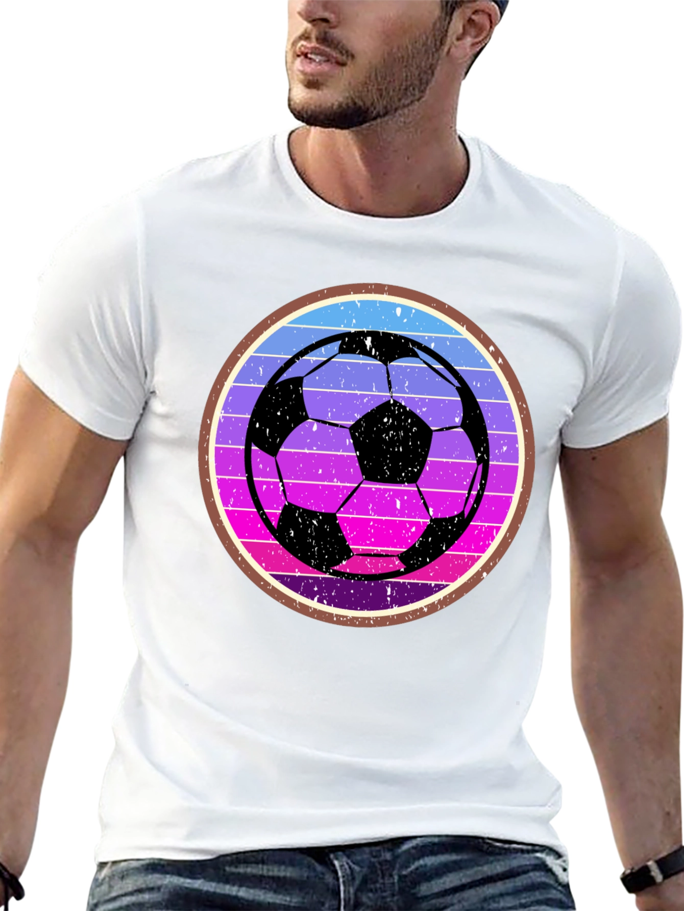 Black Retro Soccer Ball Graphic Tee view 13