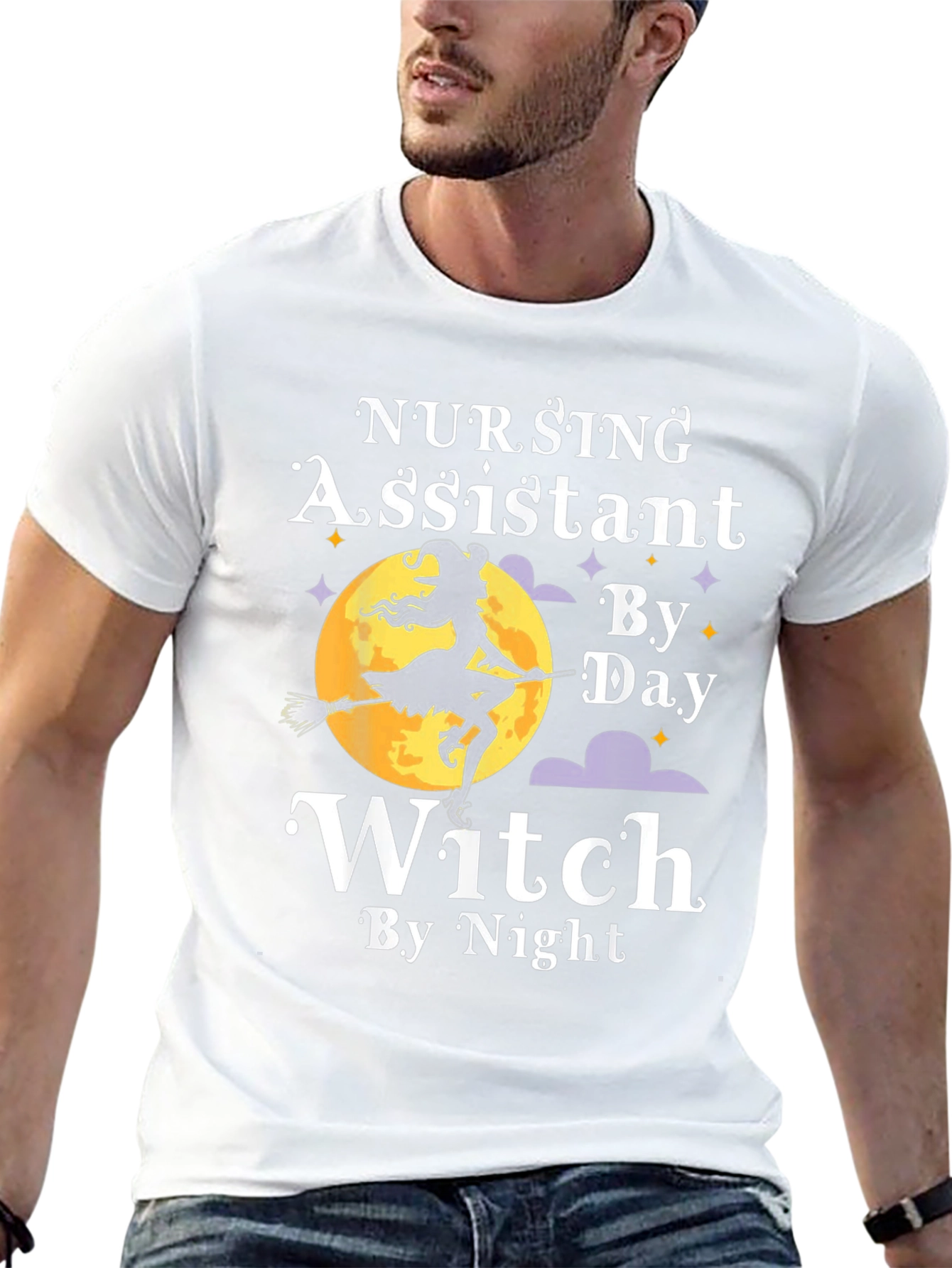 Black Nursing Assistant Witch By Day Halloween T-Shirt view 13