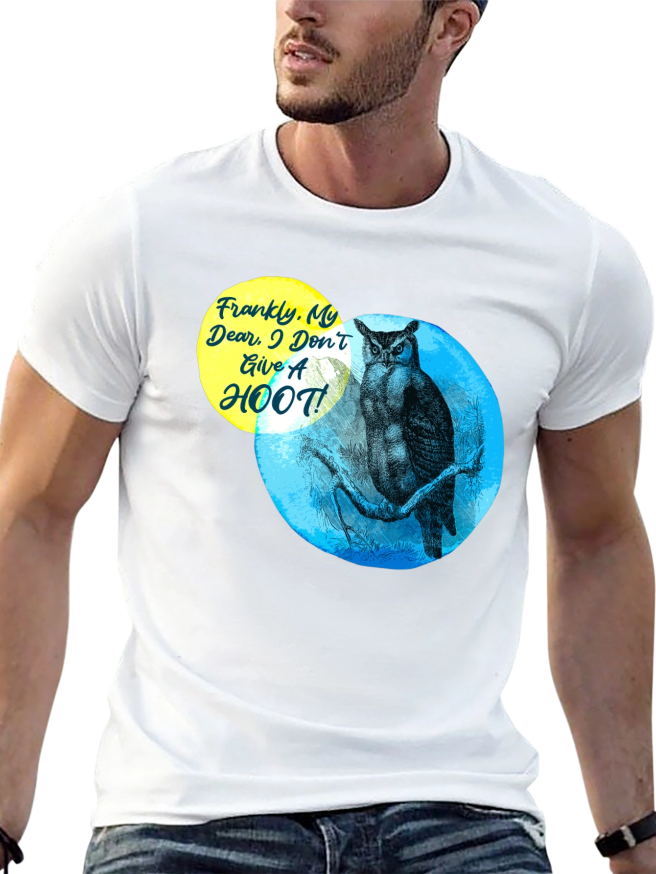 Black Funny Owl T-Shirt - Frankly, My Dear, I Don't Give a Hoot! view 13