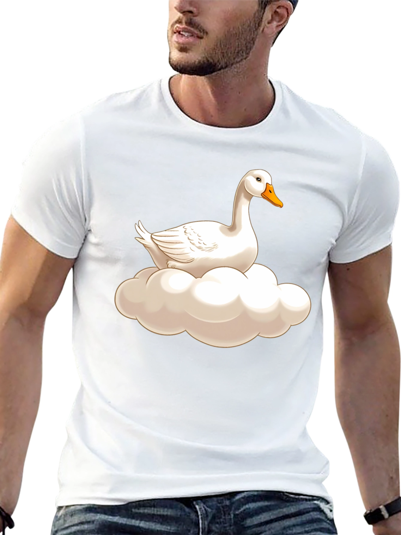 Black Goose on Cloud Graphic Tee - Black Cotton T-Shirt view 13