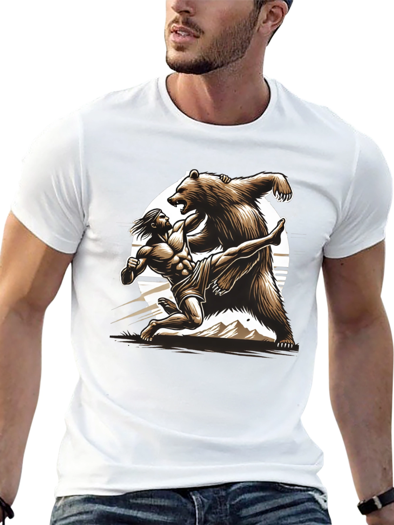 Black Man Vs Bear Graphic T-Shirt view 13