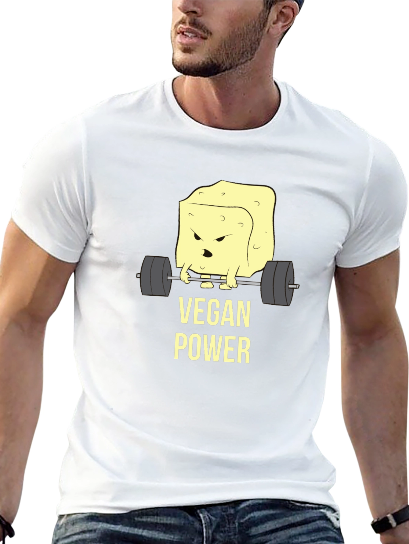 Vegan Power T-Shirt - Weightlifting Tofu Design - 13