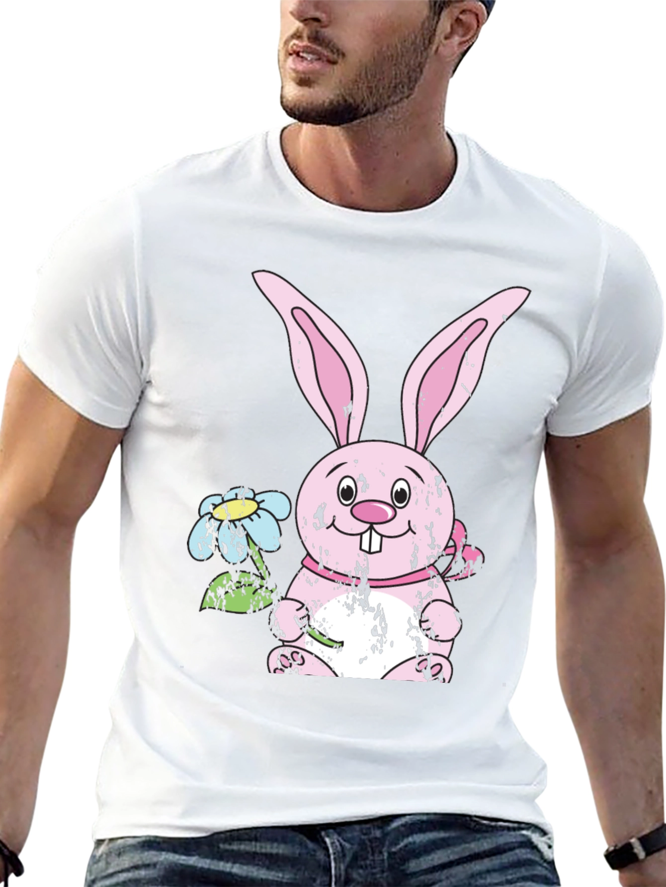 Camiseta Negra con Diseño de Conejo de Pascua