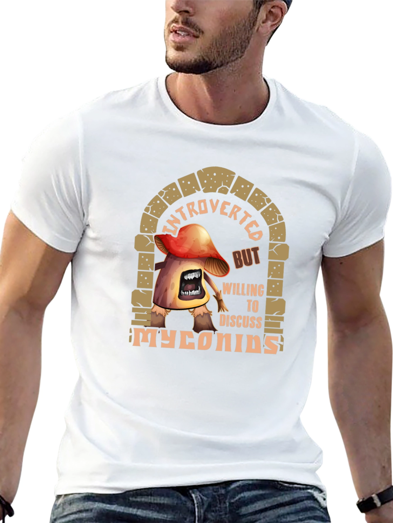 Black Introverted Myconids Mushroom T-Shirt view 13