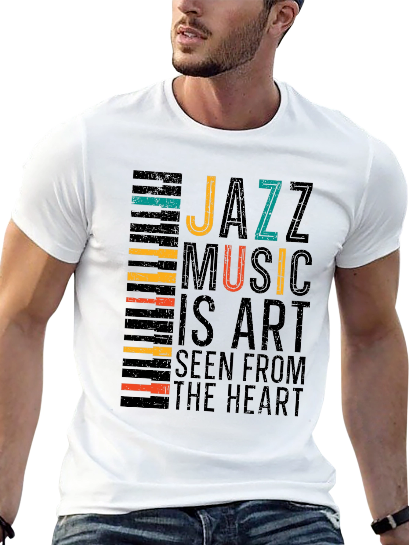 Black Jazz Music Art T-Shirt - Seen From The Heart view 13