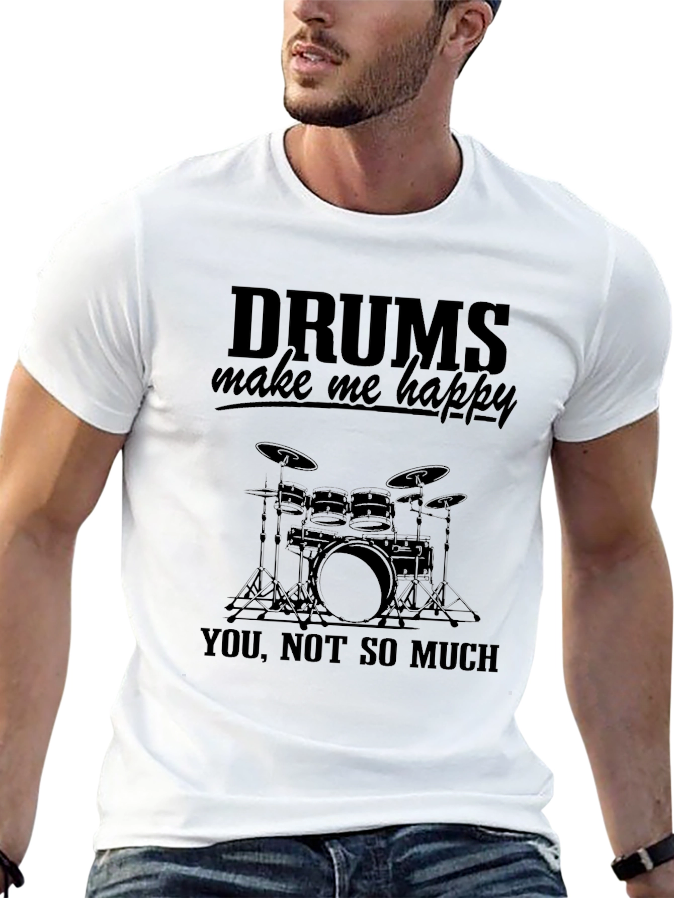 Black Drums Make Me Happy T-Shirt - Black view 13