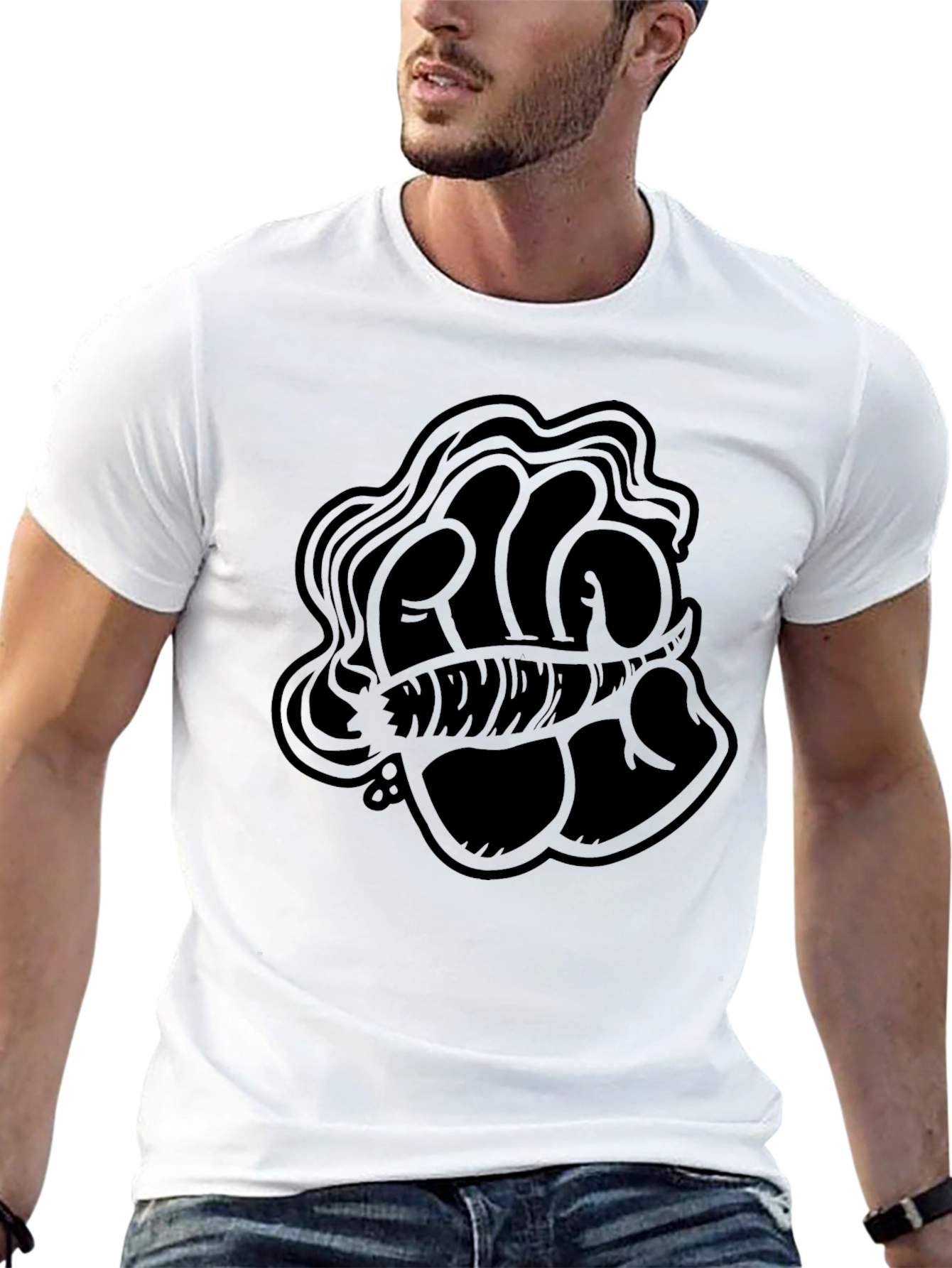 Black Men's Black Graphic T-Shirt view 13