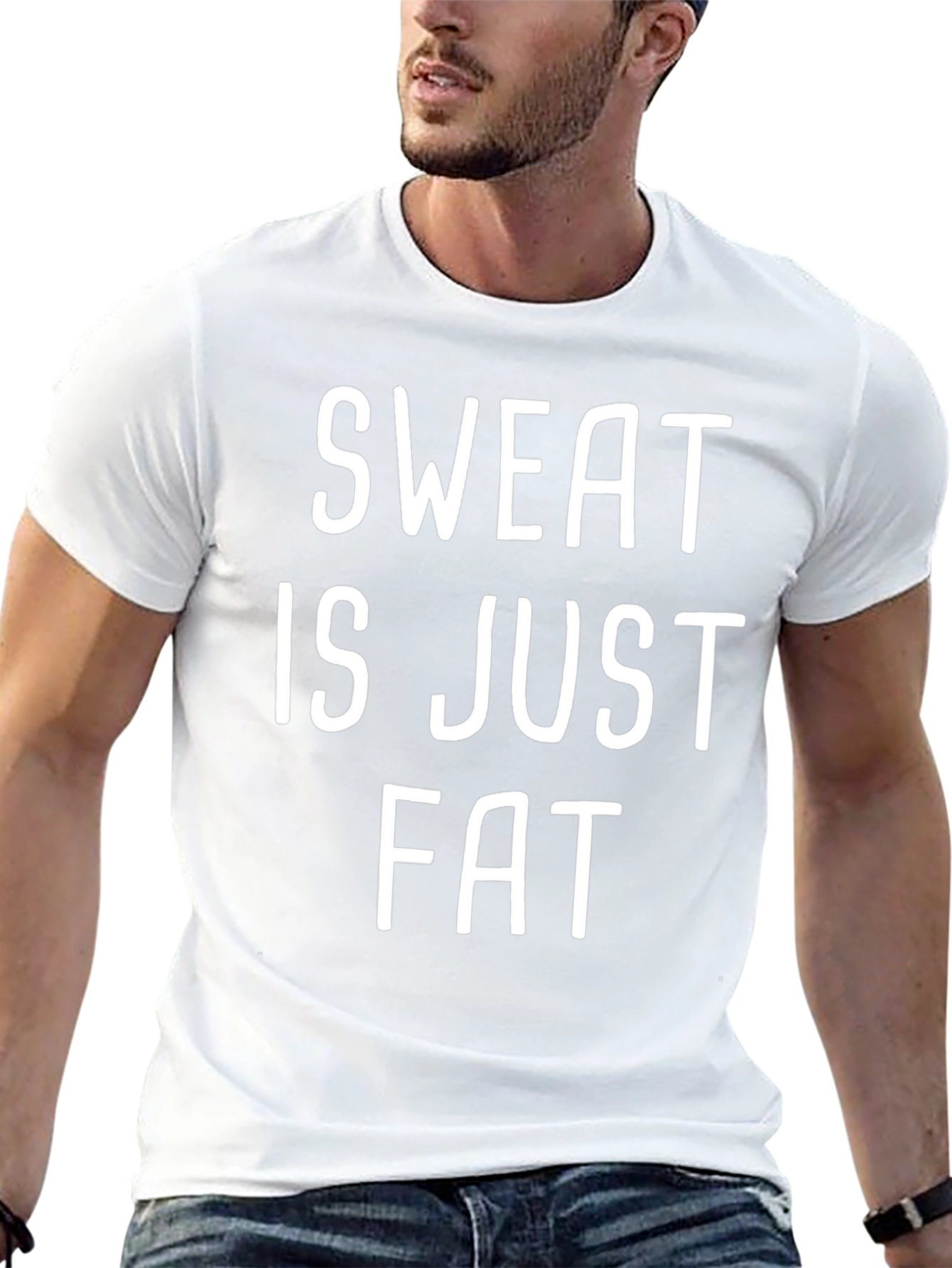 Black Sweat is Just Fat Crying Funny Workout T-Shirt view 13