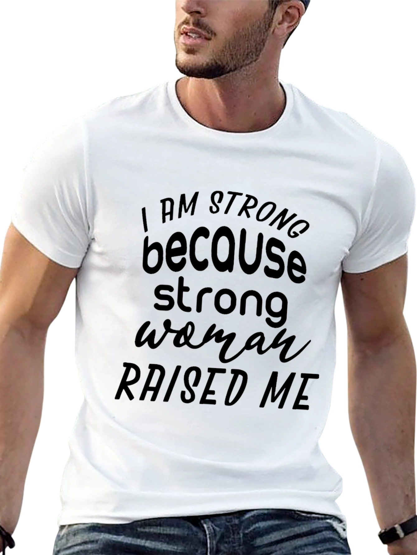 Black I Am Strong Woman Raised Me Graphic T-Shirt view 13