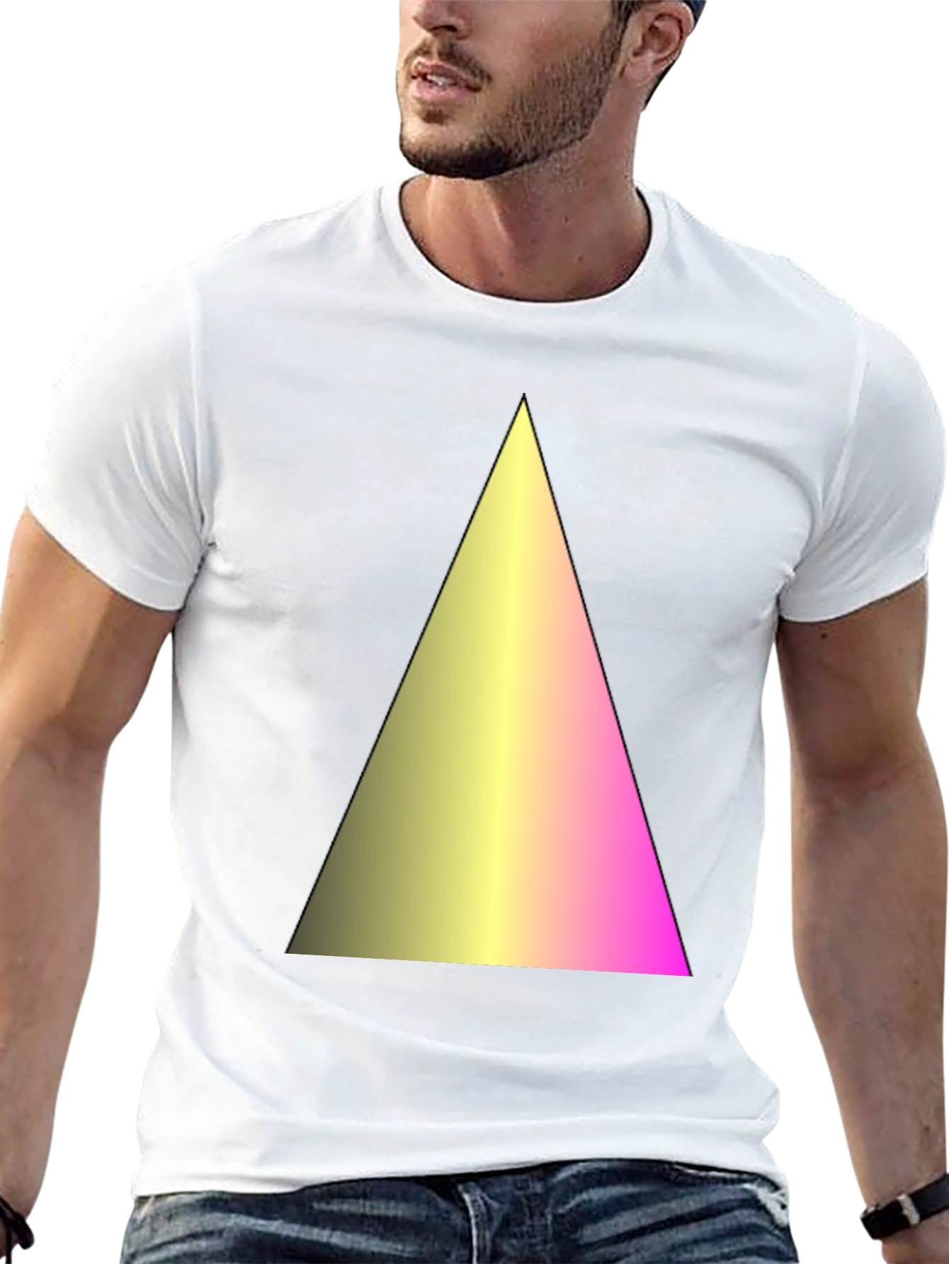 Black Gradient Triangle Graphic Black T-Shirt view 13