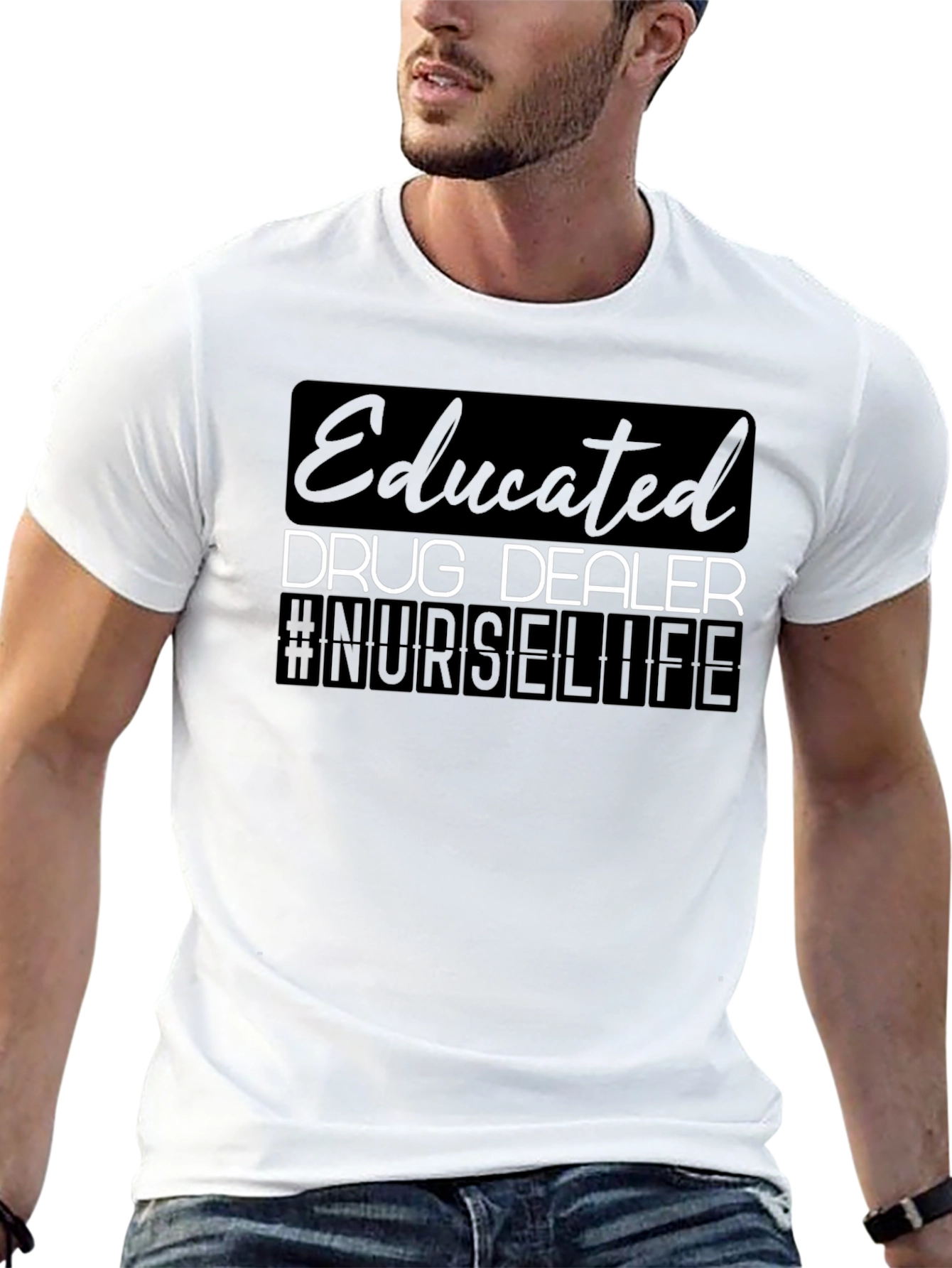 Black Educated Drug Dealer Nurse Life Graphic Tee view 13