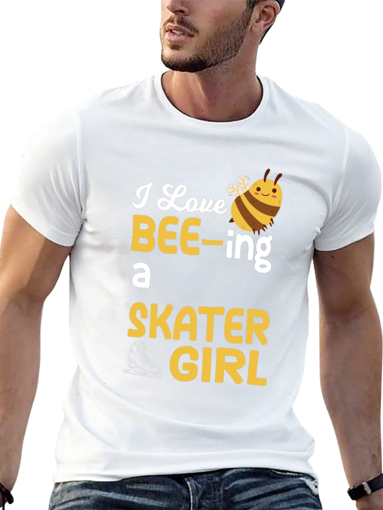 Black I Love BEE-ing a Skater Girl T-Shirt view 13