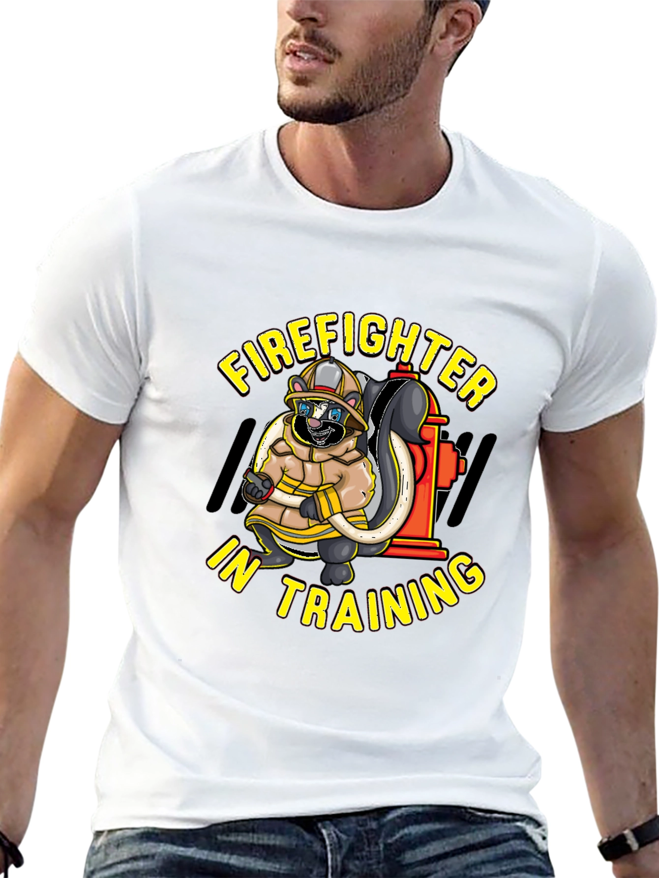 Black Firefighter Skunk in Training T-Shirt view 13