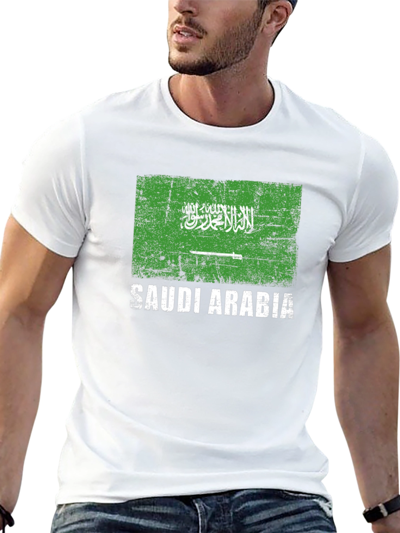 Saudi Arabia Flag T-Shirt - Distressed Design - 13
