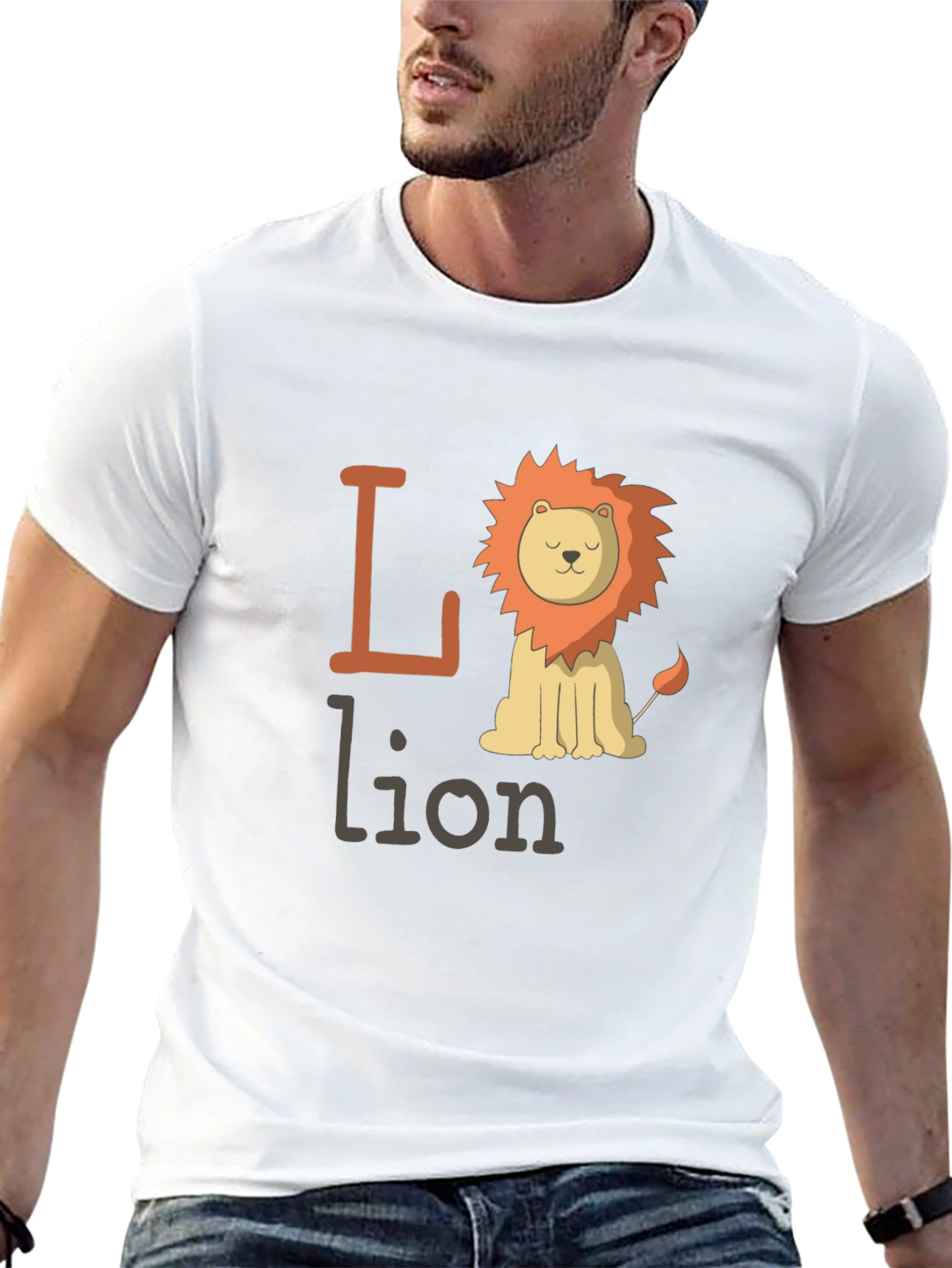 Black Cute Lion Graphic Tee - Animal Lover T-Shirt view 13